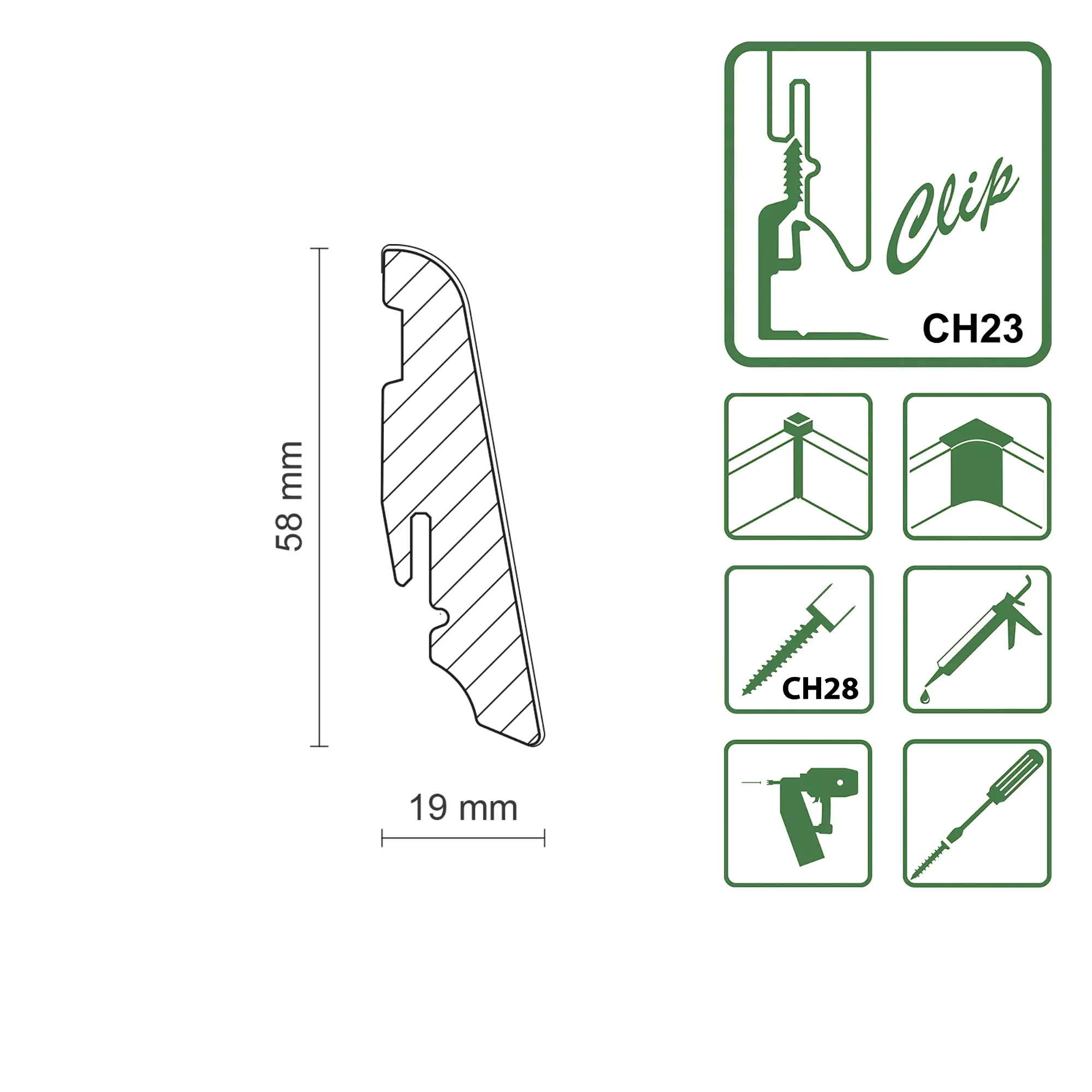 Neuhofer Fußleiste 240 cm 58 x 19 mm Ölschiefer