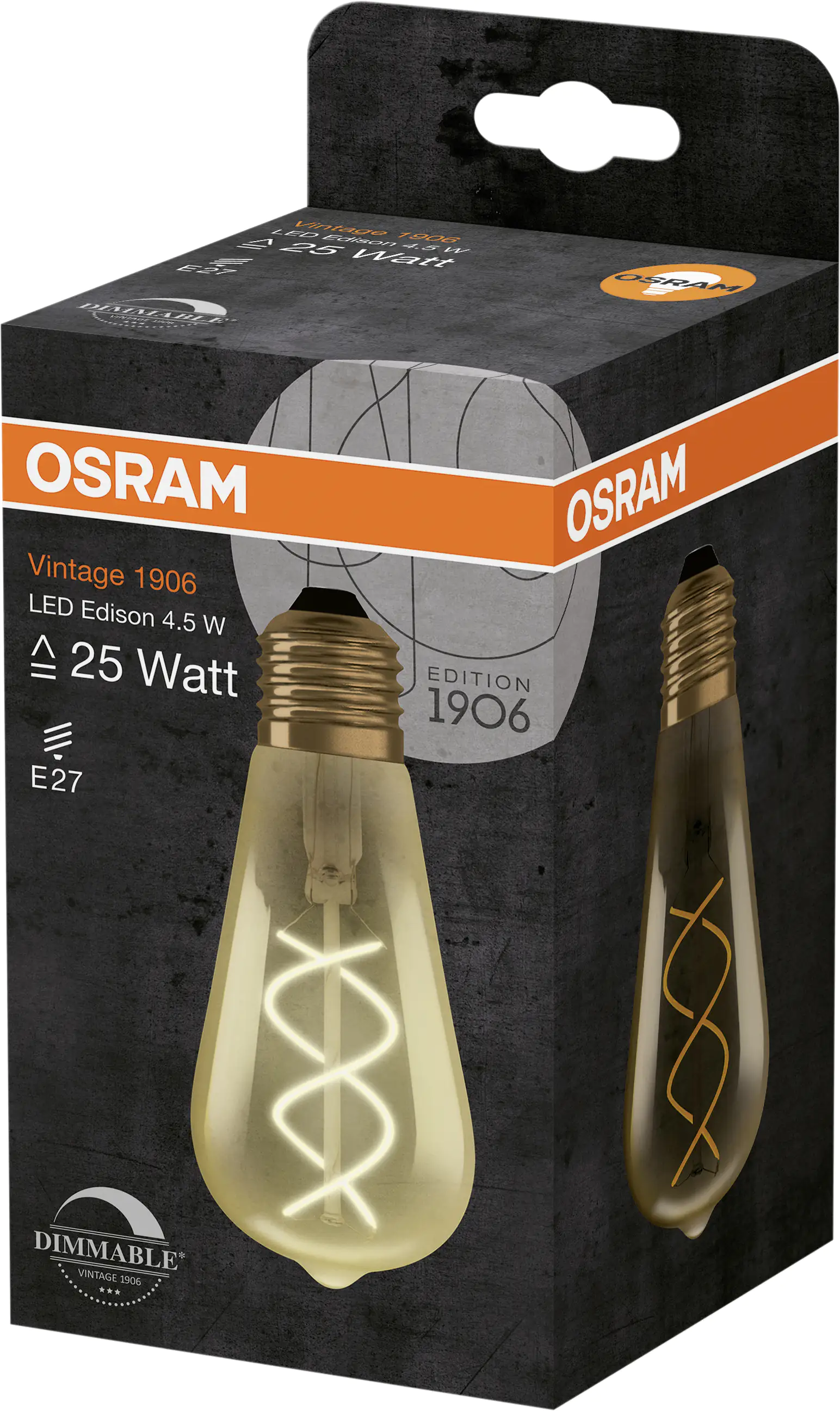 Osram LED Leuchtmittel Vintage 1906 Clas ST 25 E27 4 W dimmbar amber