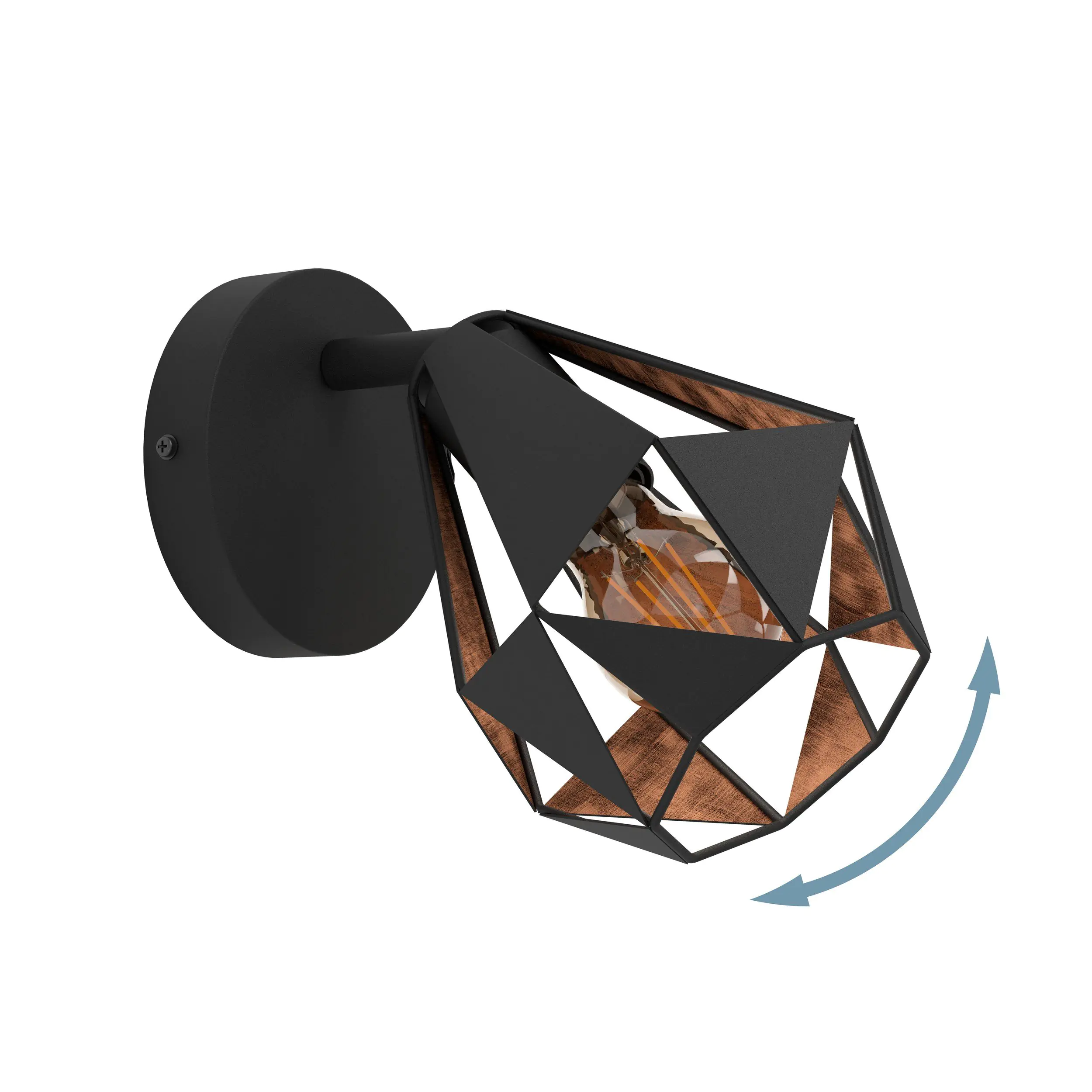 Eglo Wandleuchte Carlton 7 schwarz kupfer 