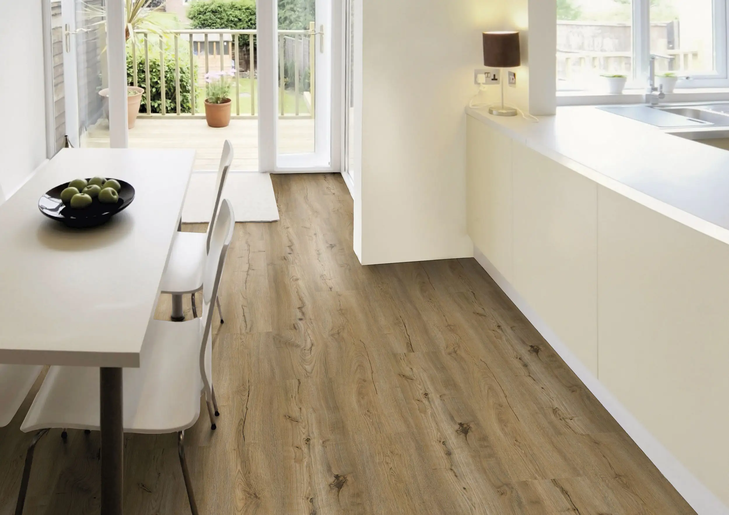 5602190115813_01 Decolife Vinyl-Fertigboden Golden Rustic Oak 122 x 18,5 cm 10,5 mm