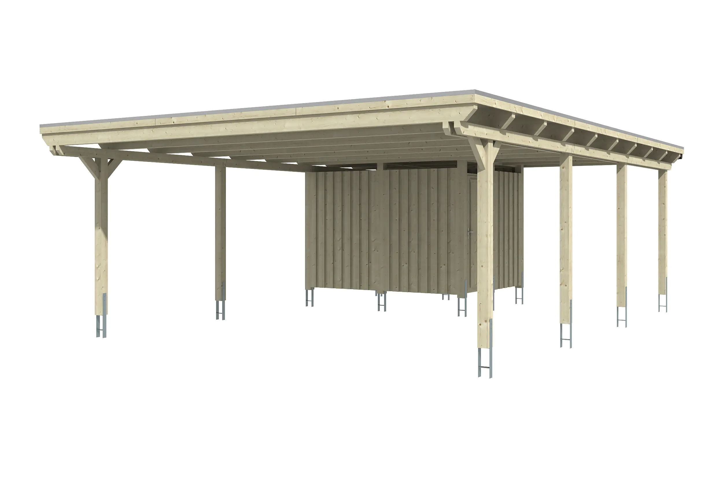 4018211023141_02 SKAN HOLZ Carport Emsland 613 x 846 cm mit EPDM-Dach mit Abstellraum