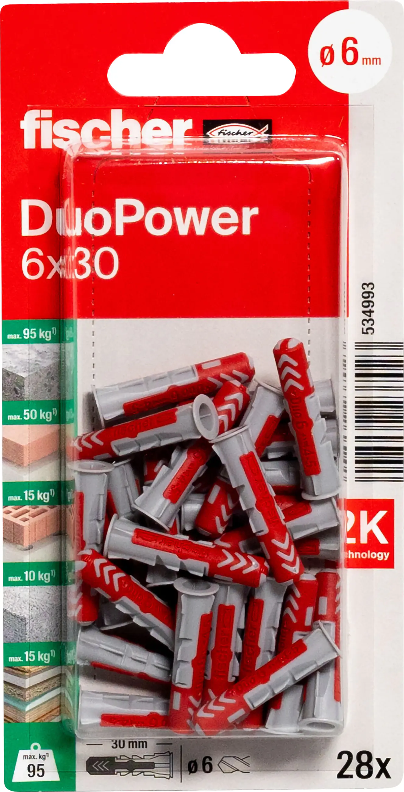 Fischer Dübel DuoPower 6 x 30 mm - 28 Stück
