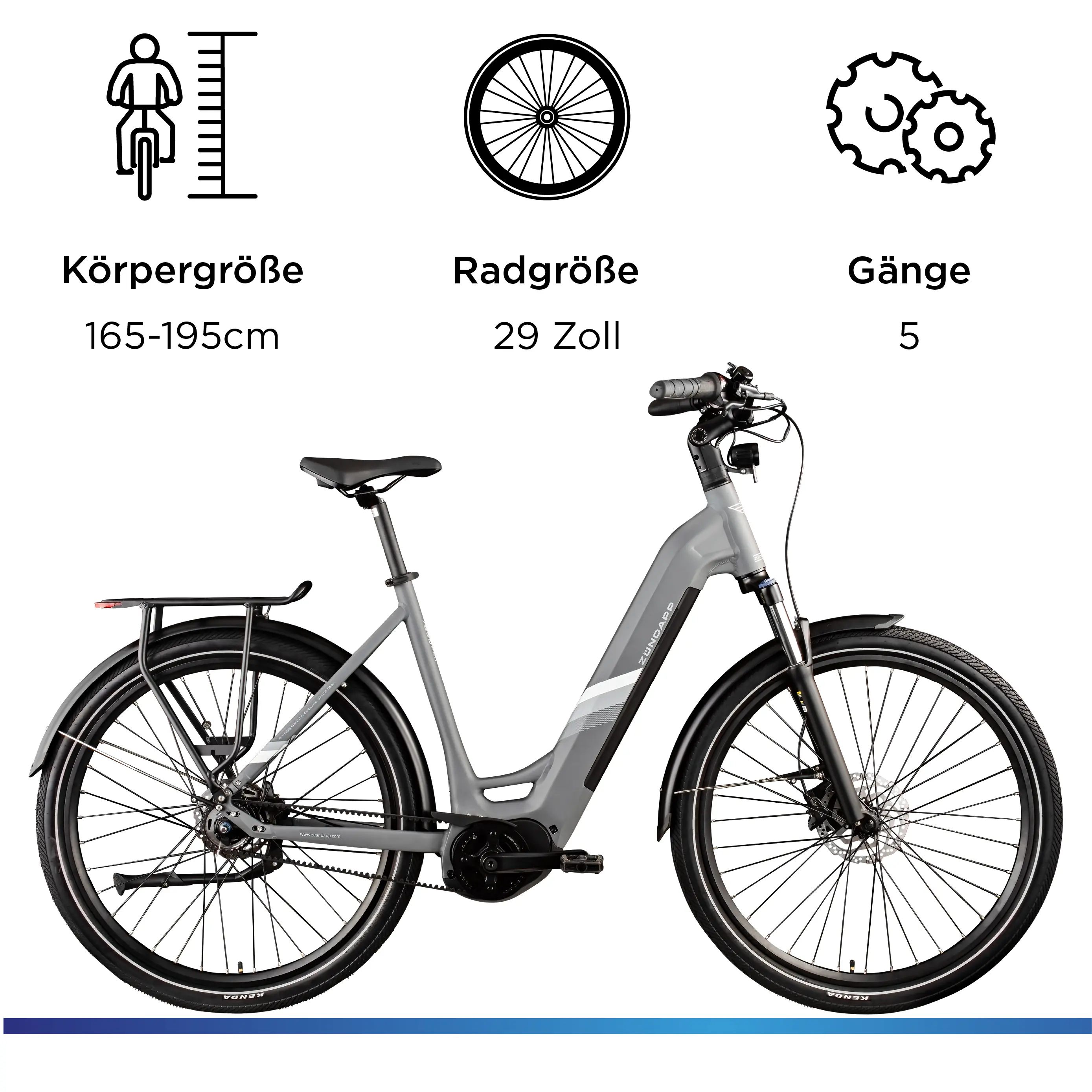 Zündapp E-Bike Trekking X850 Pro 27,5 Zoll 5-Gang 550 Wh grau