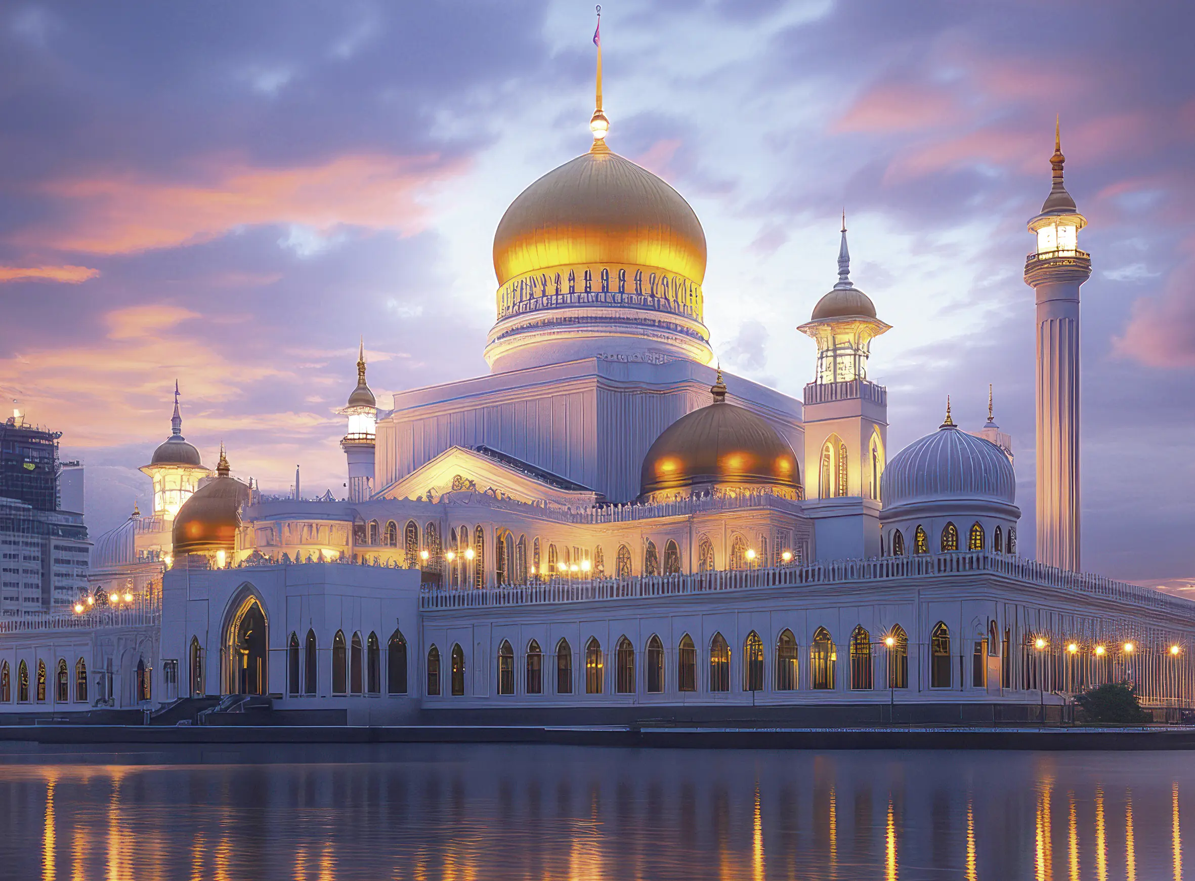 Keilrahmenbild Moschee am Wasser 56 x 76 cm