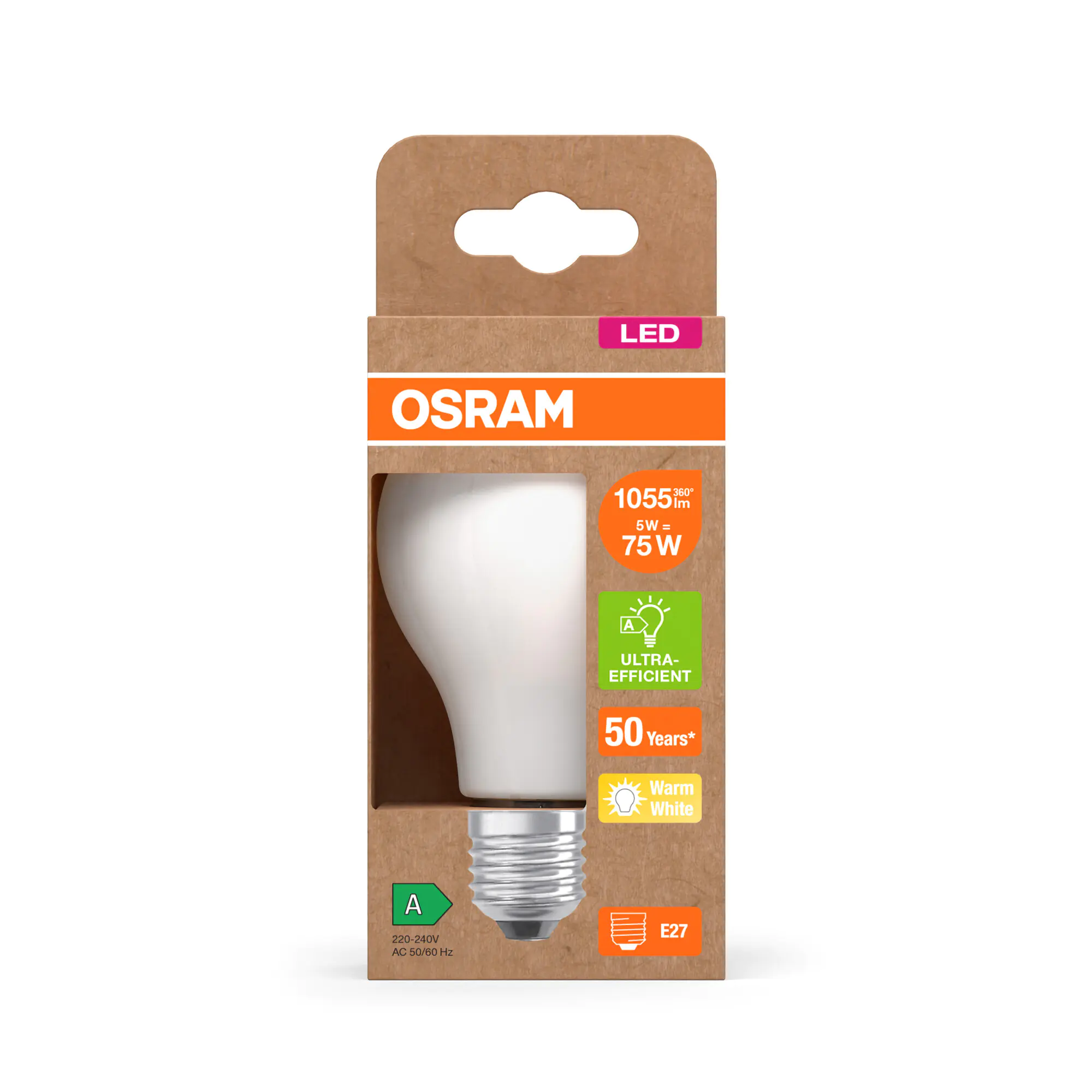 Osram LED Kolbenlampe Classic A75 2700K E27 EA 5W matt