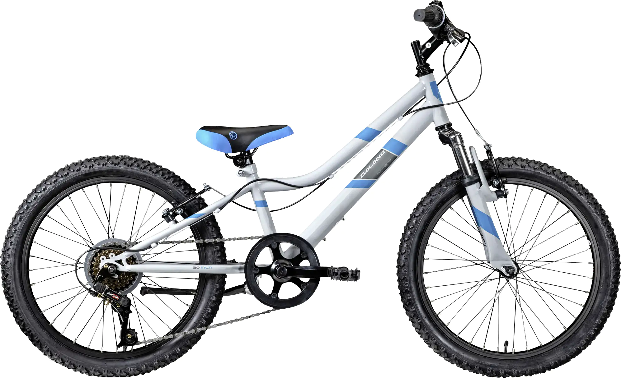 Galano Jugendfahrrad MTB Hardtail GA20 20 Zoll RH 26cm 7-Gang grau blau