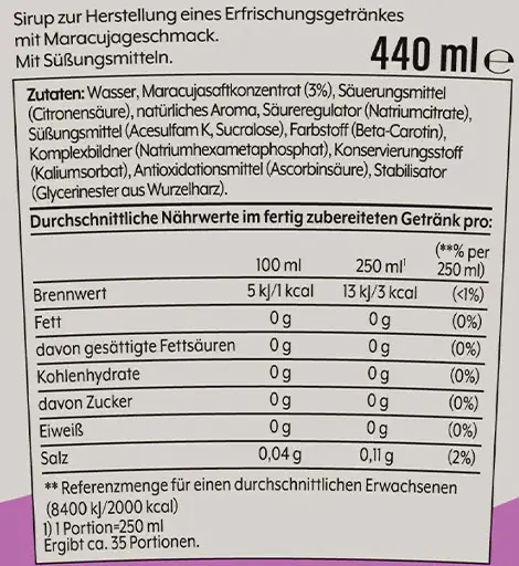 Sodastream Sirup Maracuja ohne Zucker, 440 ml Sodastream Sirup Maracuja ohne Zucker, 440 ml