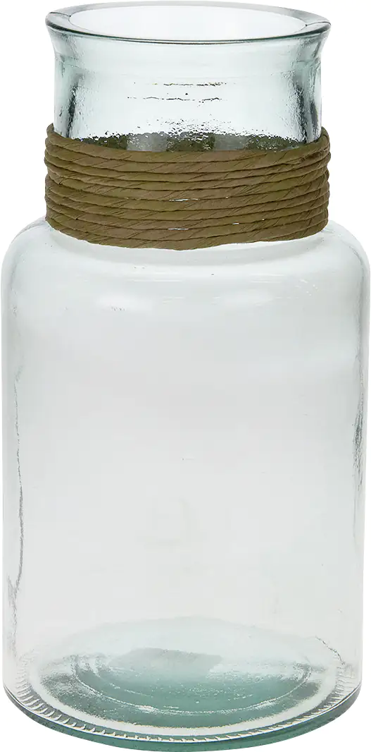 Dijk Glas mit Bast 15 x 15 x 28 cm