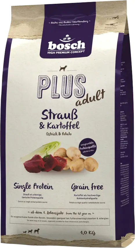 Bosch Plus Hundetrockenfutter Adult 1 kg Strauß & Kartoffel 
