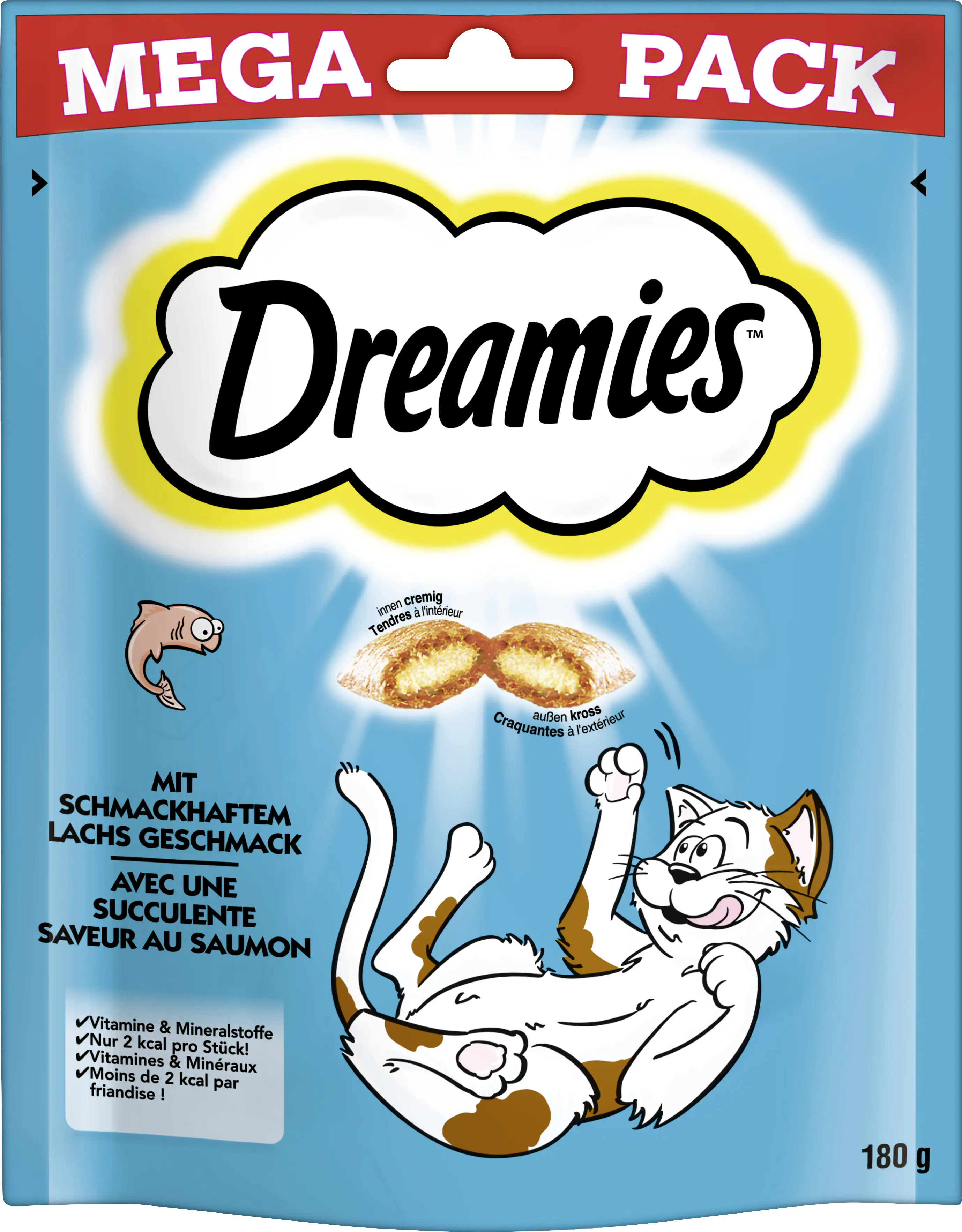 DREAMIES Katzensnack mit Lachs 180 g Mega Pack