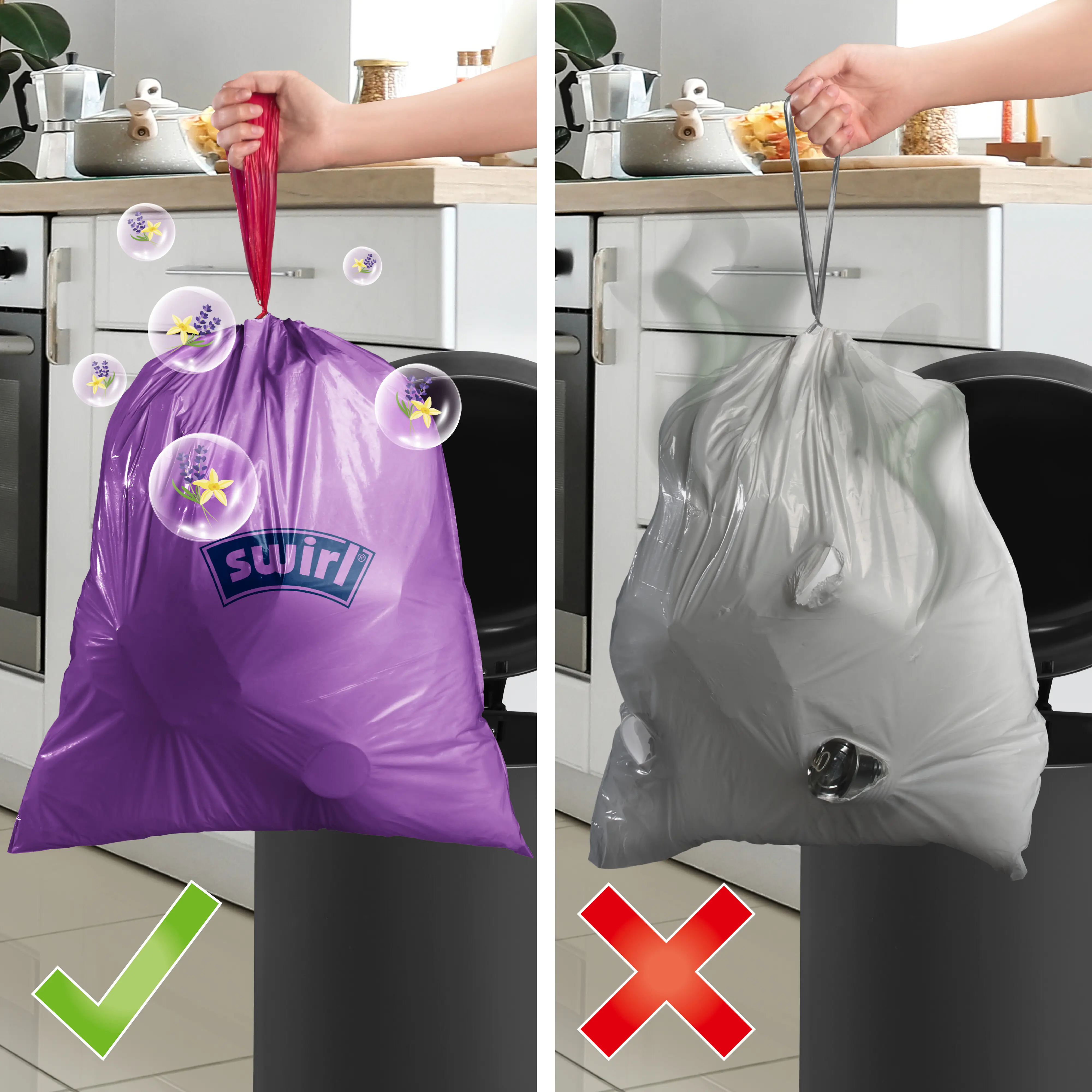 Swirl® 20 L Duft-Müllbeutel Lavendeltraum Reißfest & Dicht