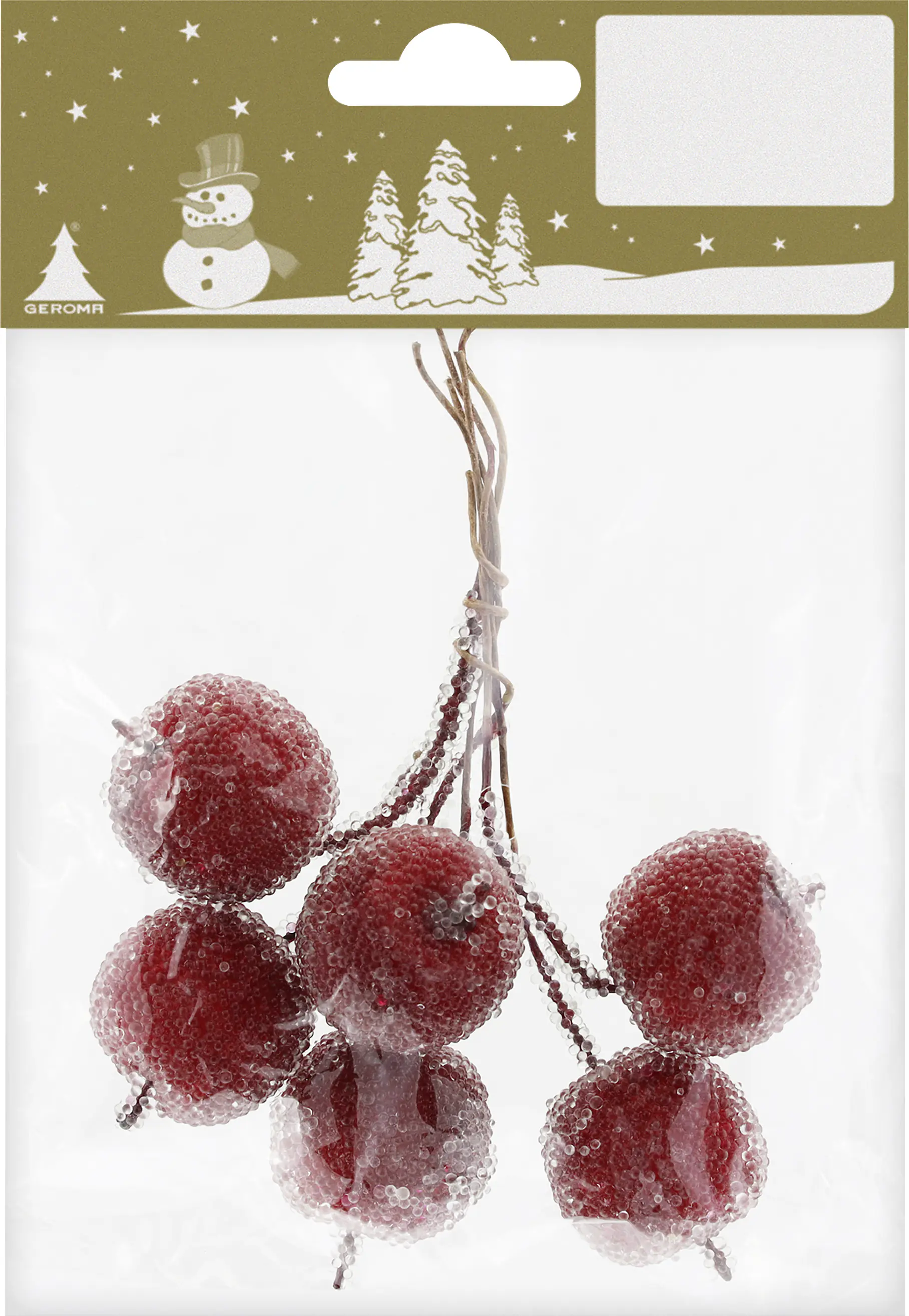 Weihnachtsdeko Apfel aus Kunststoff mit Draht 2 cm rot/braun geeist - 6 Stück