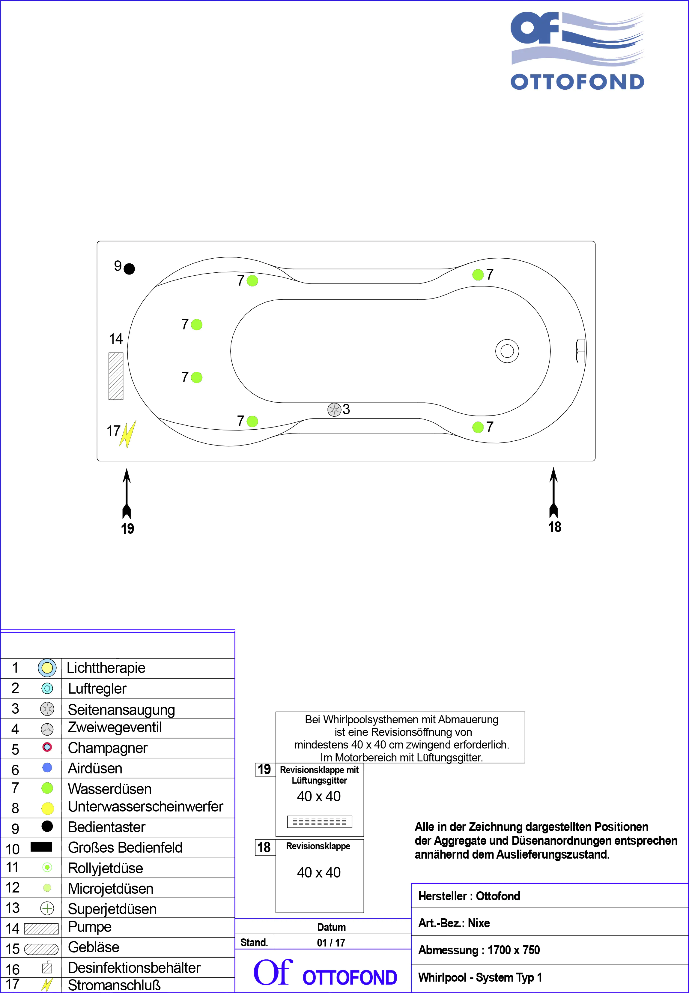Ottofond Whirlpool-System Nerva 170 cm, Typ 1 Ottofond Whirlpool-System Nerva 170 cm, Typ 1
