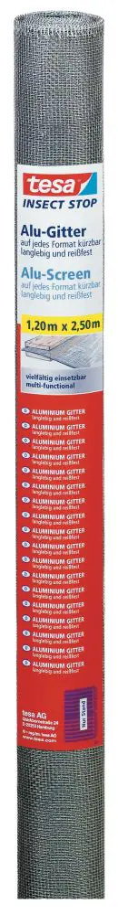 tesa Insektenschutz-Gitter COMFORT Ersatzrolle 120 x 250 cm grau