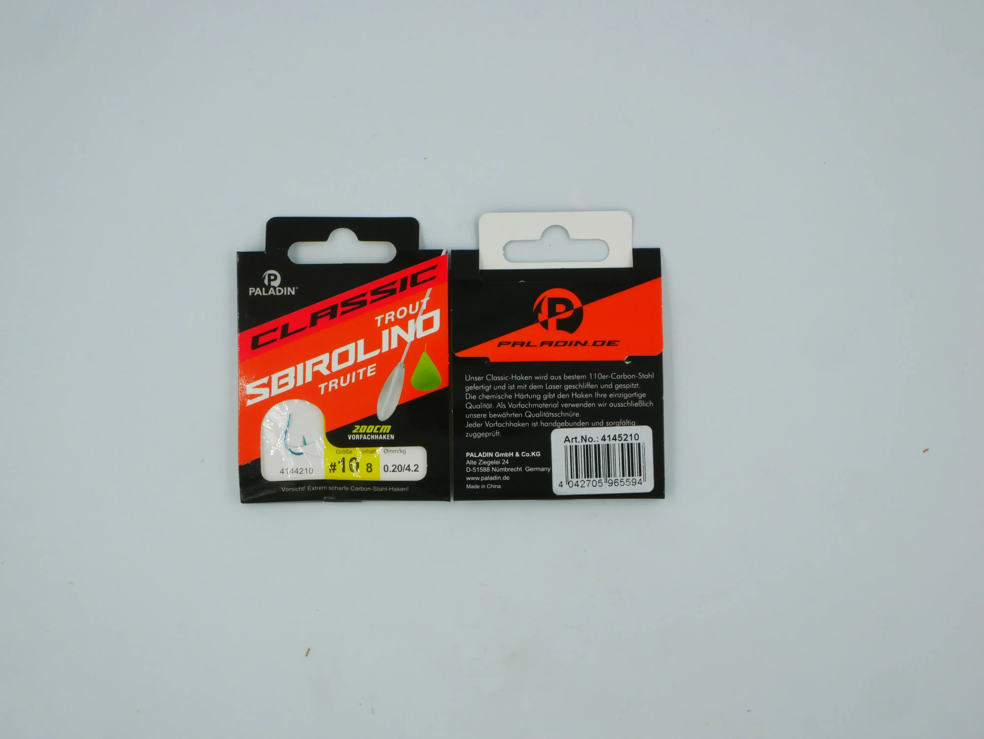 Paladin Sbirolino mit Haken Größe 10 200 cm 8 Stück rot