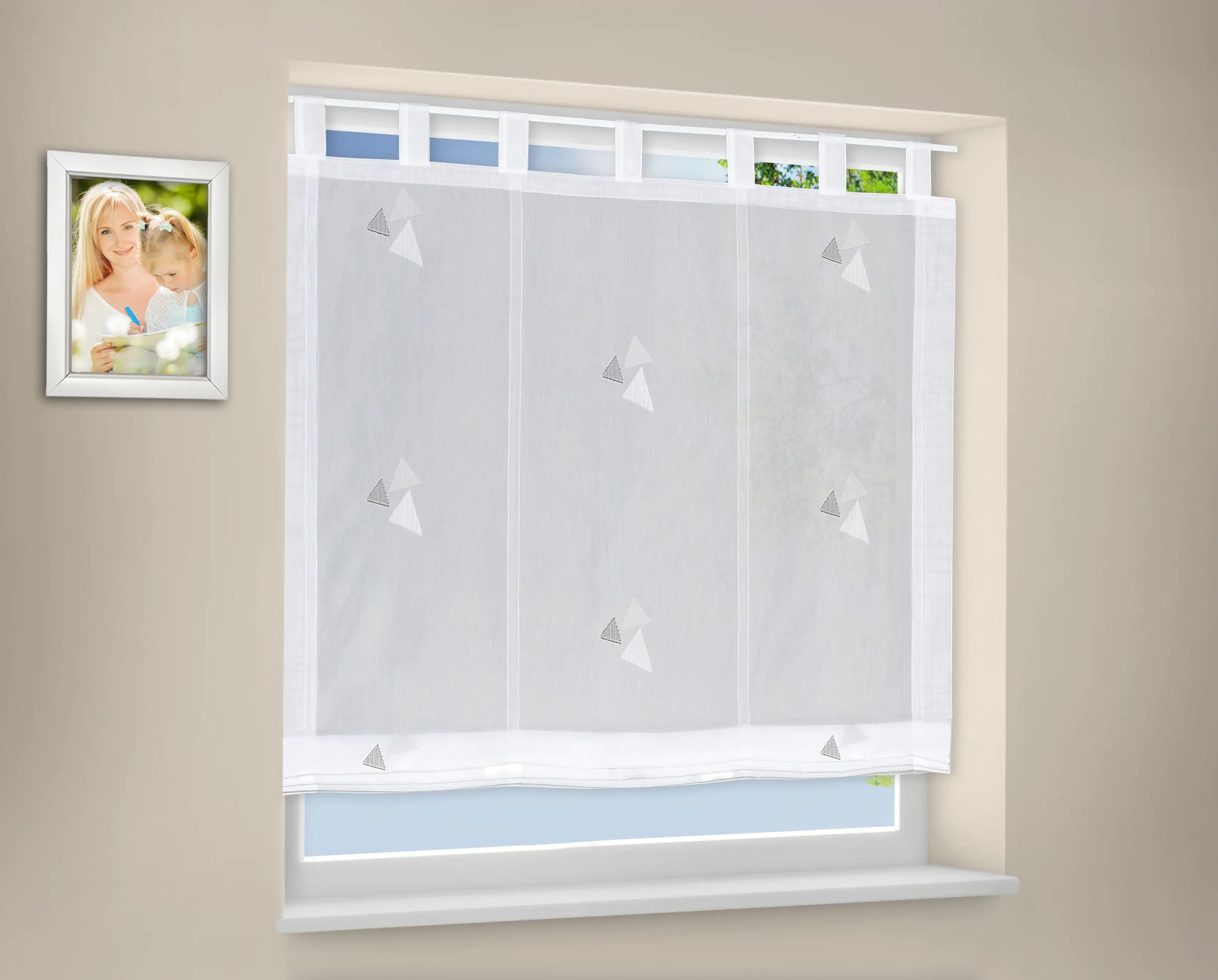 Schlaufenrollo weiß-anthrazit, 80 x 170 cm