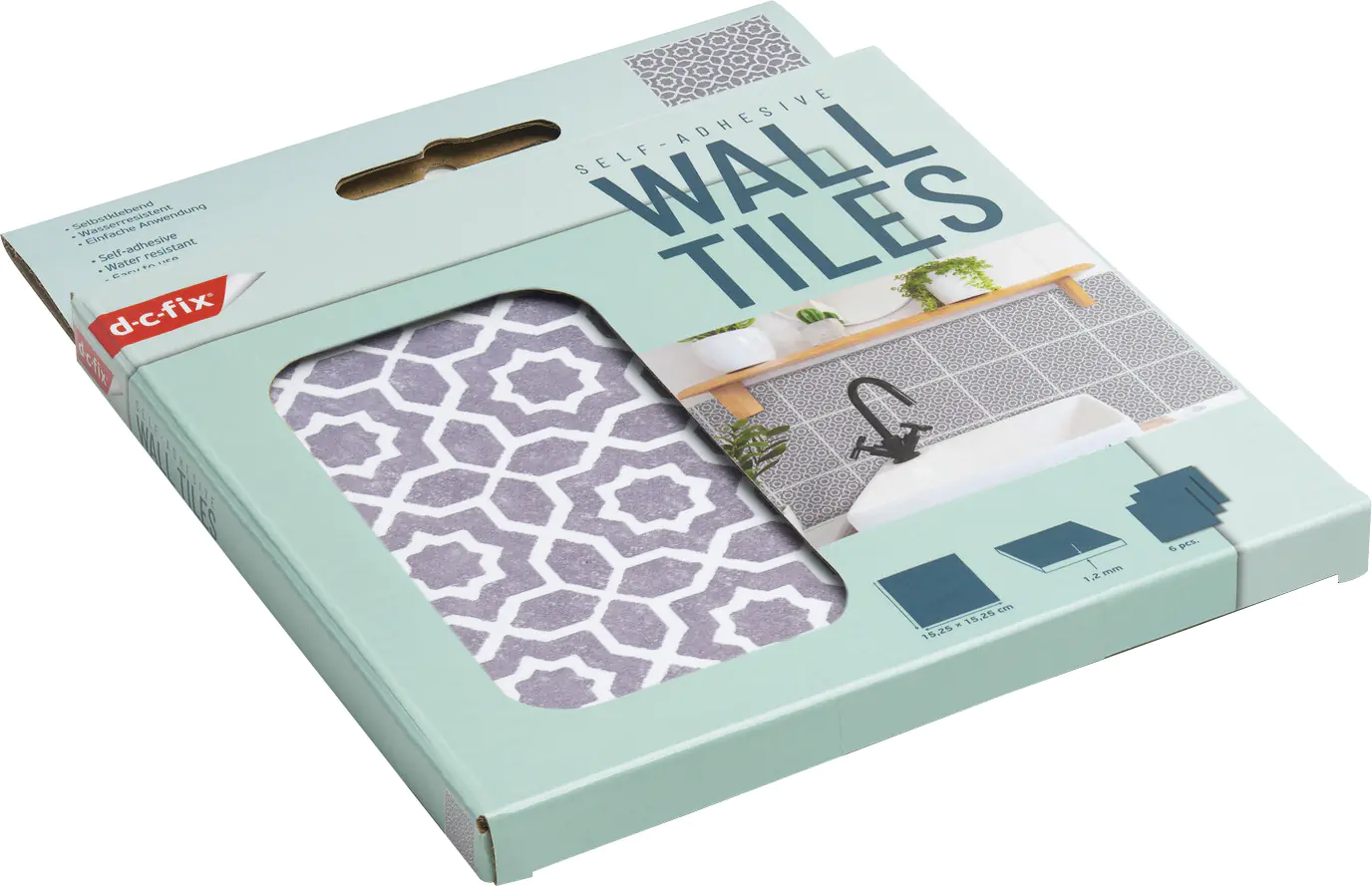D-c-fix Wandfliesen selbstklebend Lina grey 6er Set 15 x 15 cm D-c-fix Wandfliesen selbstklebend Lina grey 6er Set 15 x 15 cm
