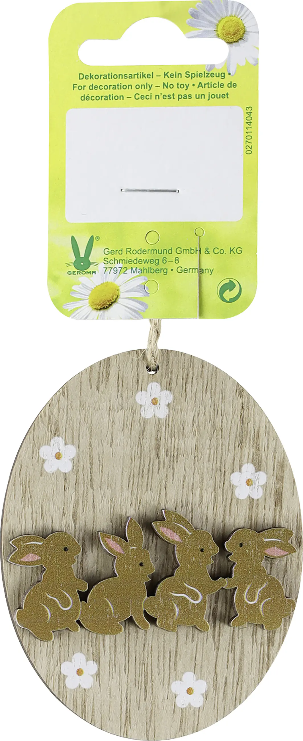 Osterdeko Anhänger Hase Holz 6 x 8 cm natur