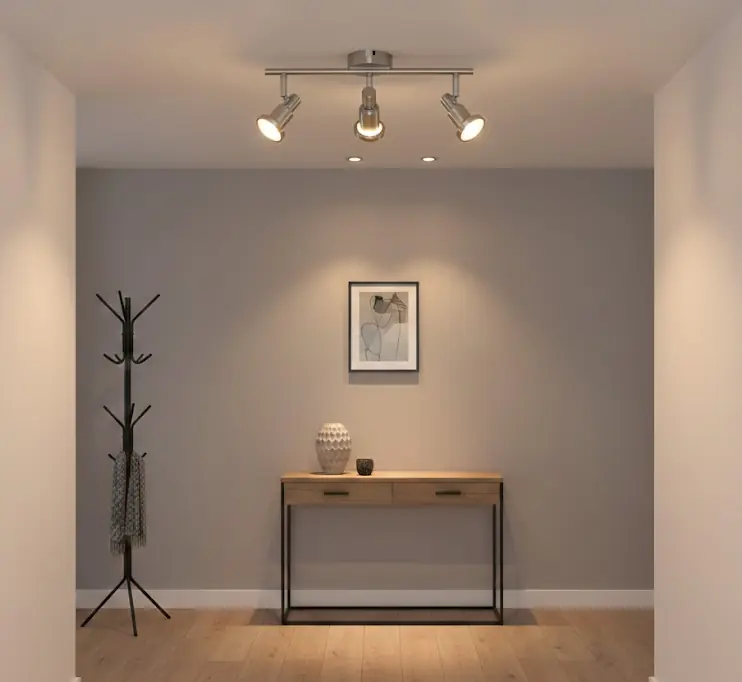 Mylight LED Deckenstrahler 3er Spot 47,5 x 16,2 cm warmweiß nickel