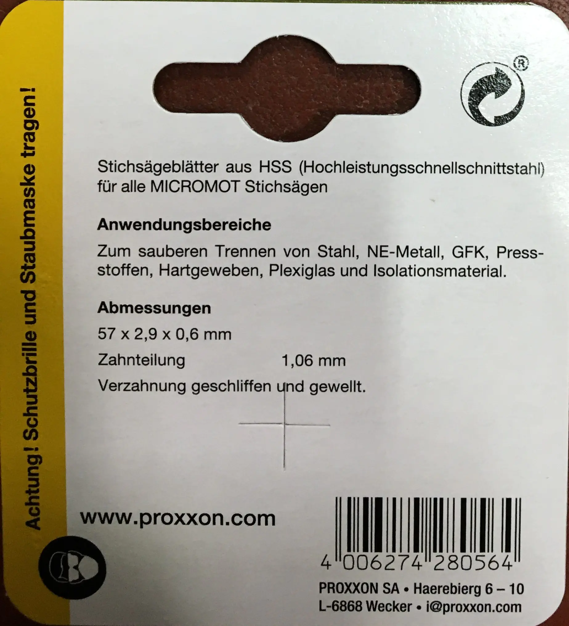 Proxxon Micromot Stichsägeblätter HSS Hochleistungsschnellschnittstahl