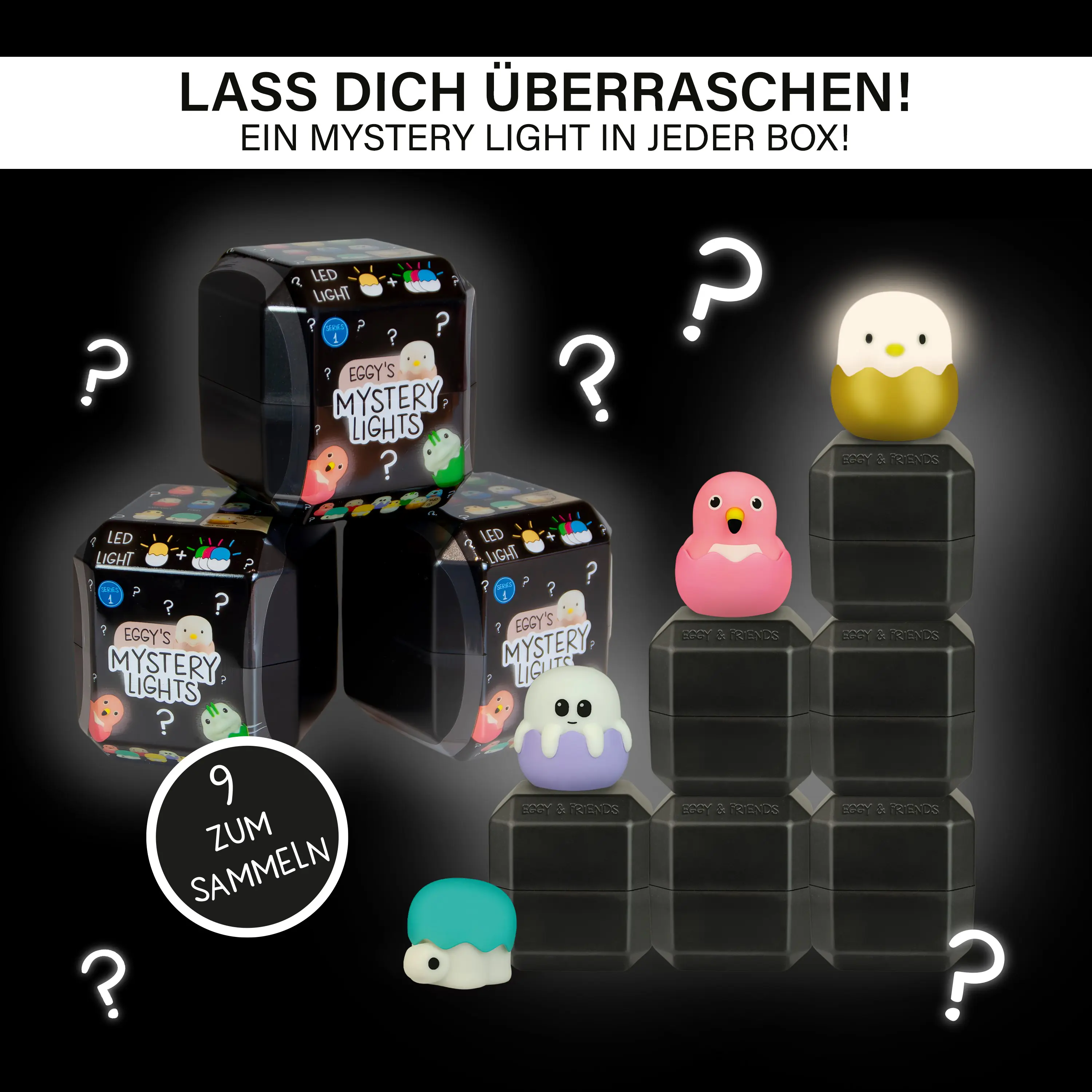MegaLight Mini Lichter Eggy´s Mystery Lights Dimmbar mit Akku 9-fach Sortiert