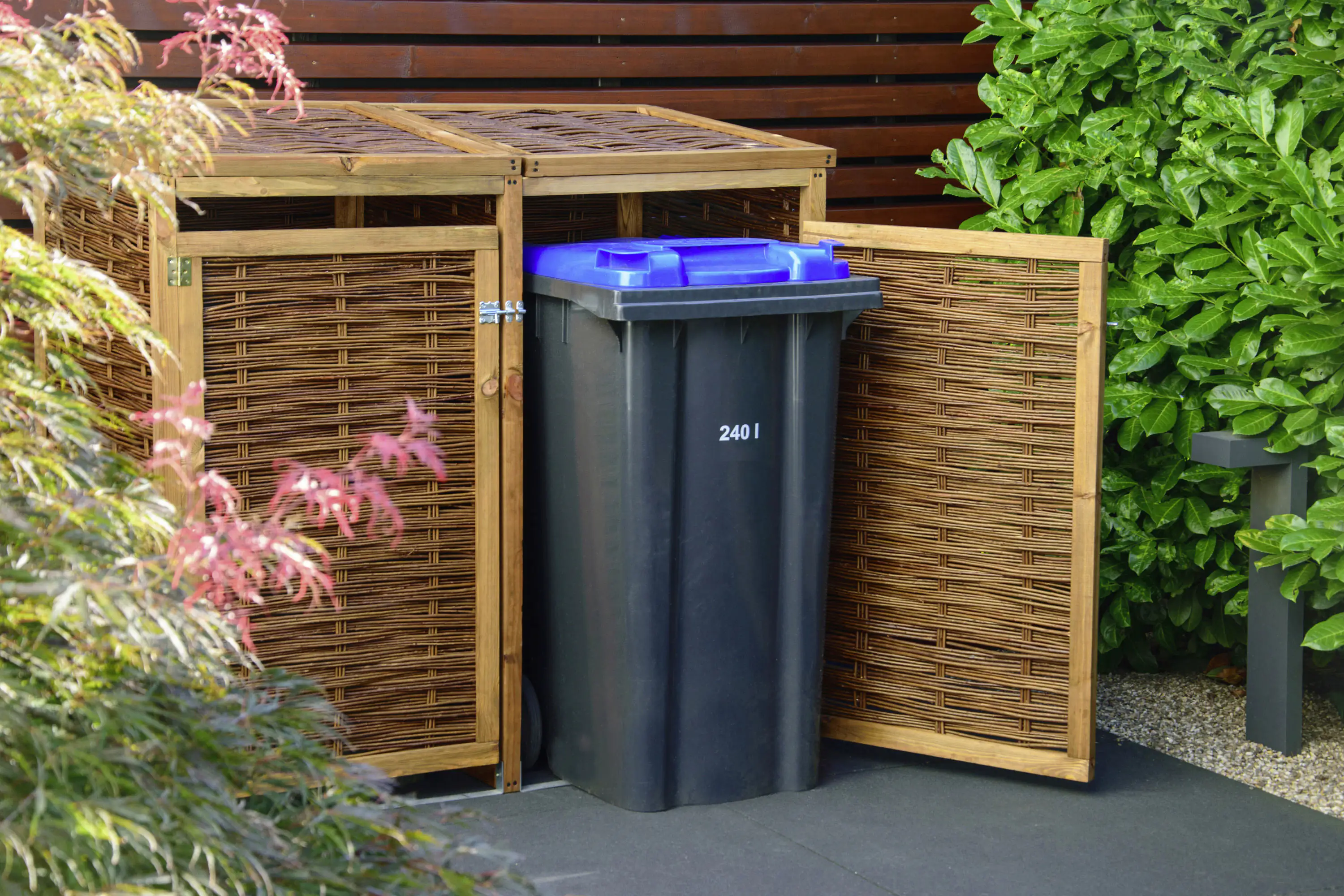 Dobar Mülltonnenbox Weide ungeschält 137 x 83 x 132cm