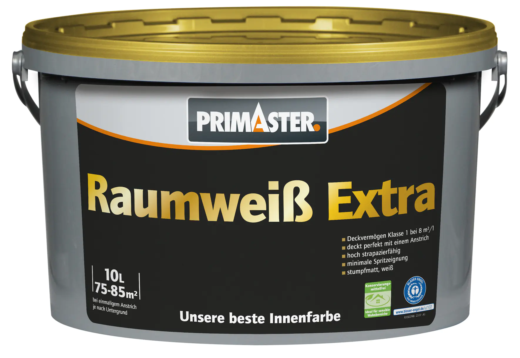 Primaster Raumweiß Extra Wandfarbe konservierungsmittelfrei 10 L weiß matt
