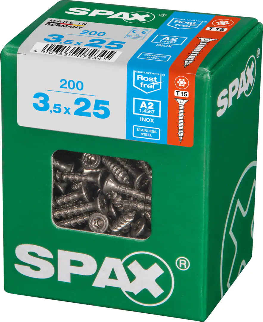 Spax Universalschrauben 3.5 x 25 mm TX 15 - 200 Stk. Spax Universalschrauben 3.5 x 25 mm TX 15 - 200 Stk.
