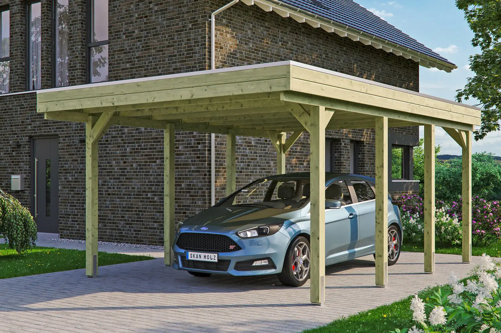 SKAN HOLZ Carport Friesland 397 x 708 cm mit Aluminiumdach