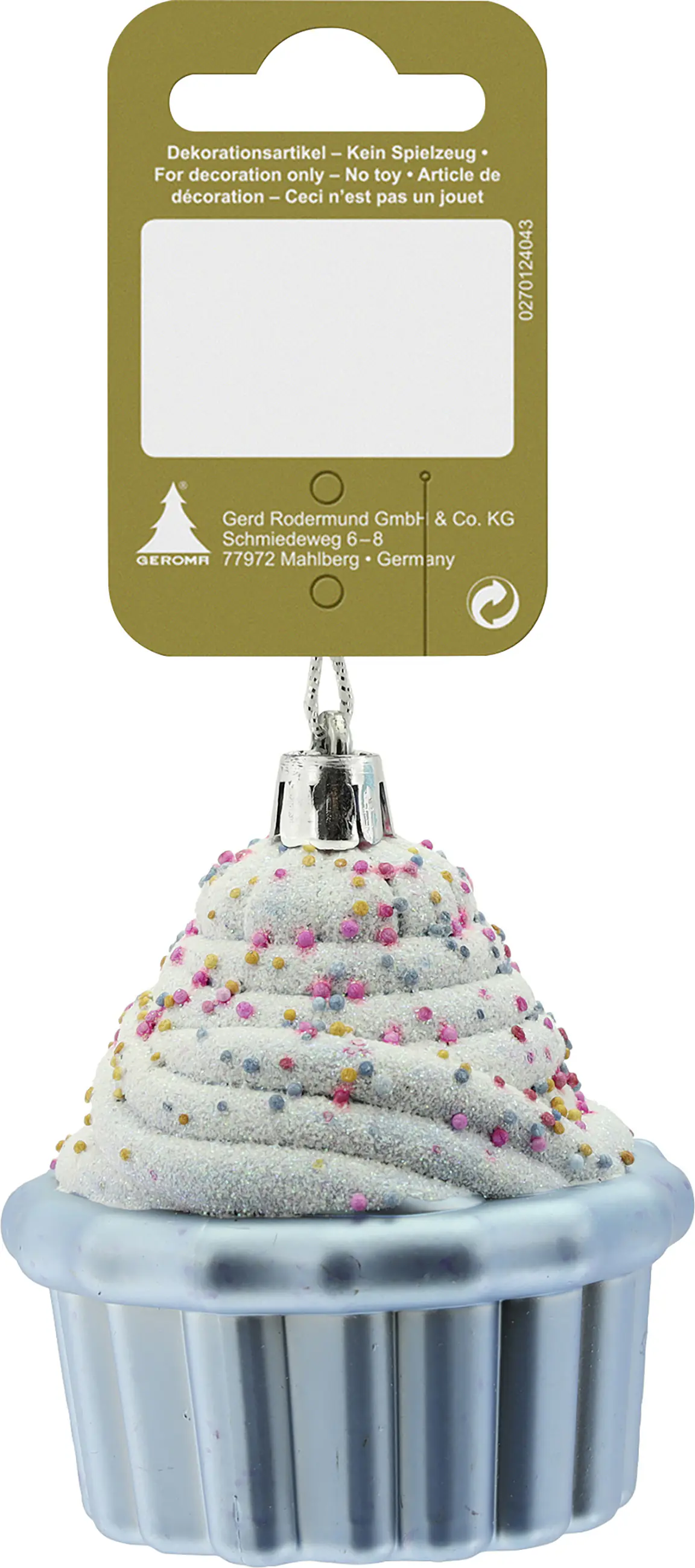 Weihnachtshänger Cupcake Kunststoff 8 cm blau-weiß 