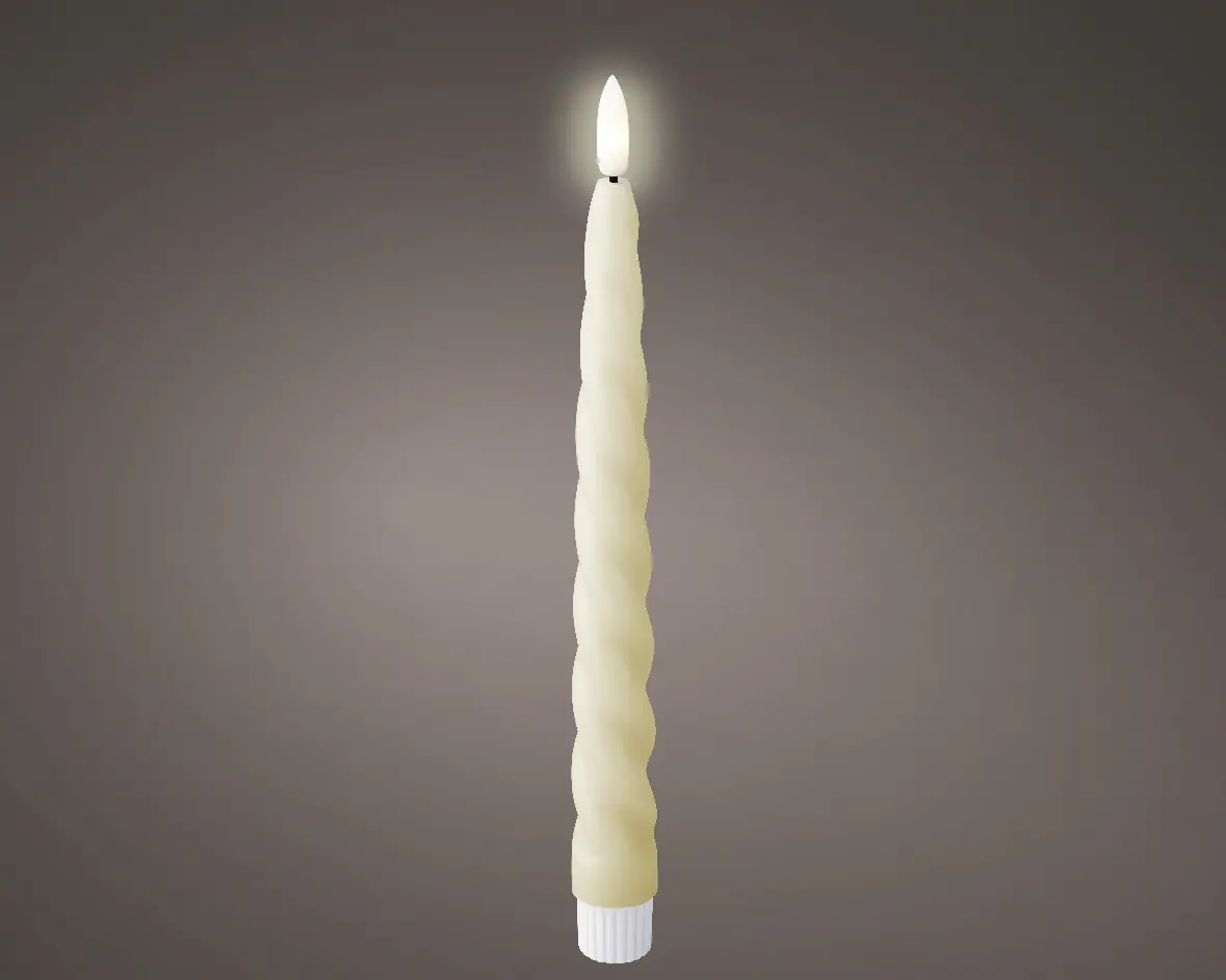 Lumineo LED Kerze gedreht warmweiß batteriebetrieben mit Timer