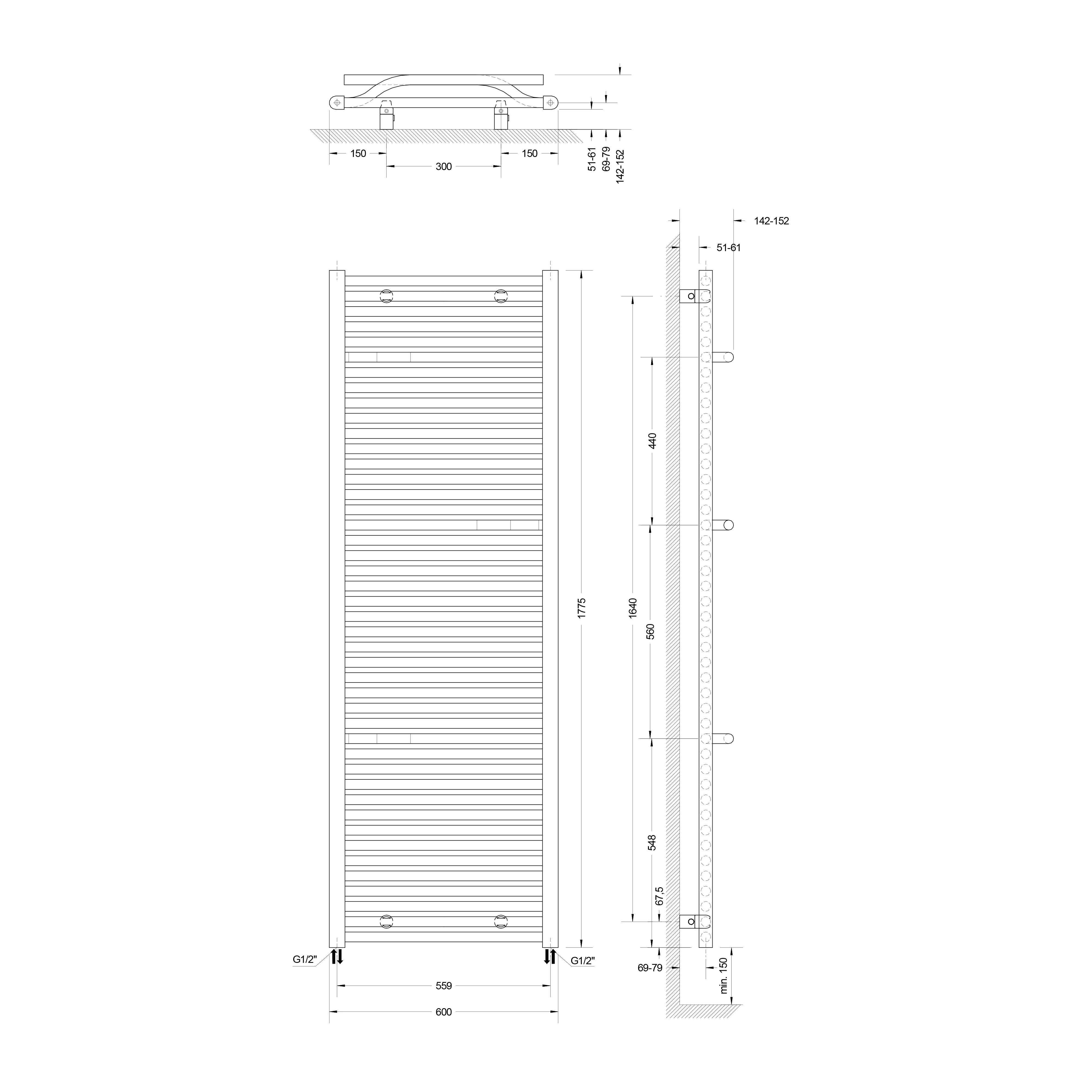 Schulte Badheizkörper Miami 177,5 x 60 cm 1265 Watt