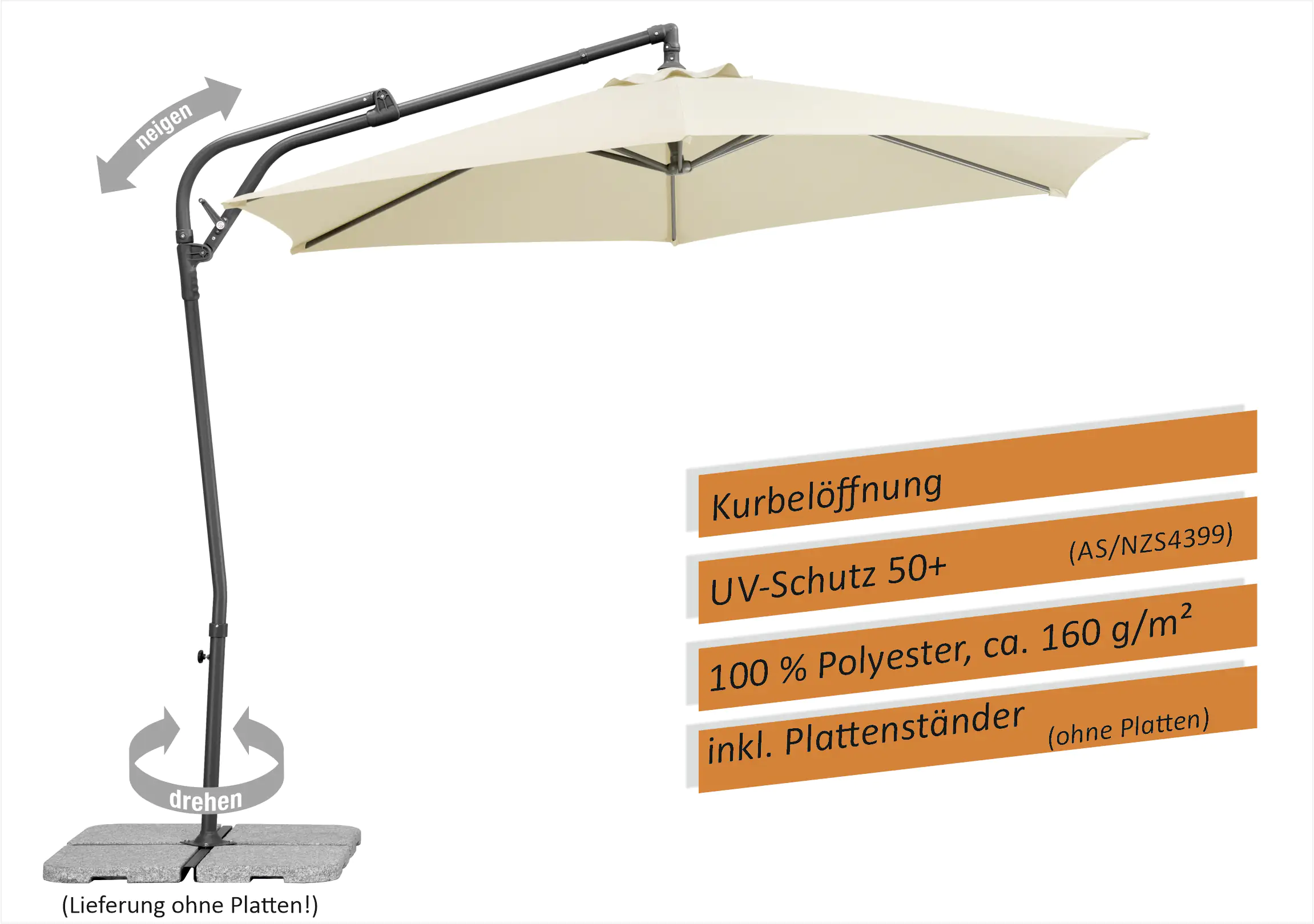 Schneider Ampelschirm Genua natur Ø 300 cm
