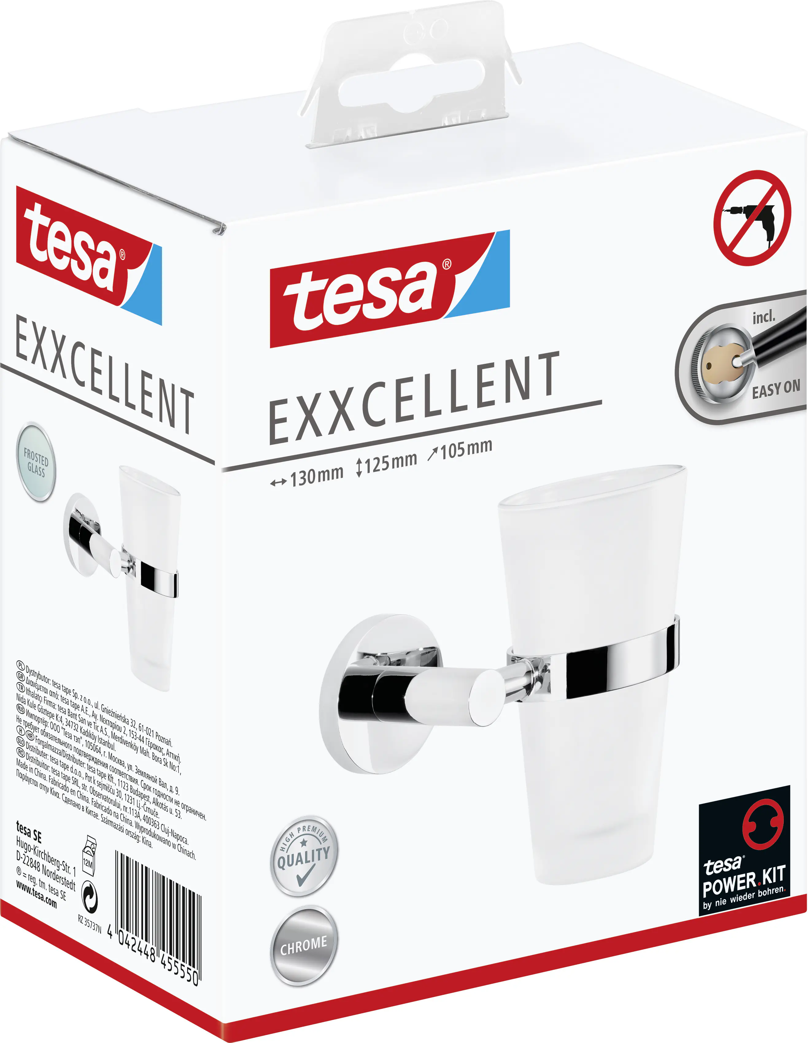 tesa Zahnputzbecher Exxcellent Metall und Milchglas, chrom/weiß tesa Zahnputzbecher Exxcellent Metall und Milchglas, chrom/weiß