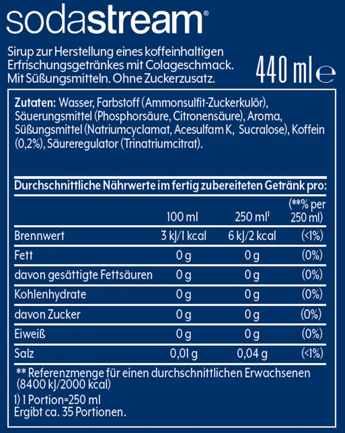 Sodastream Sirup Cola ohne Zucker, 440 ml