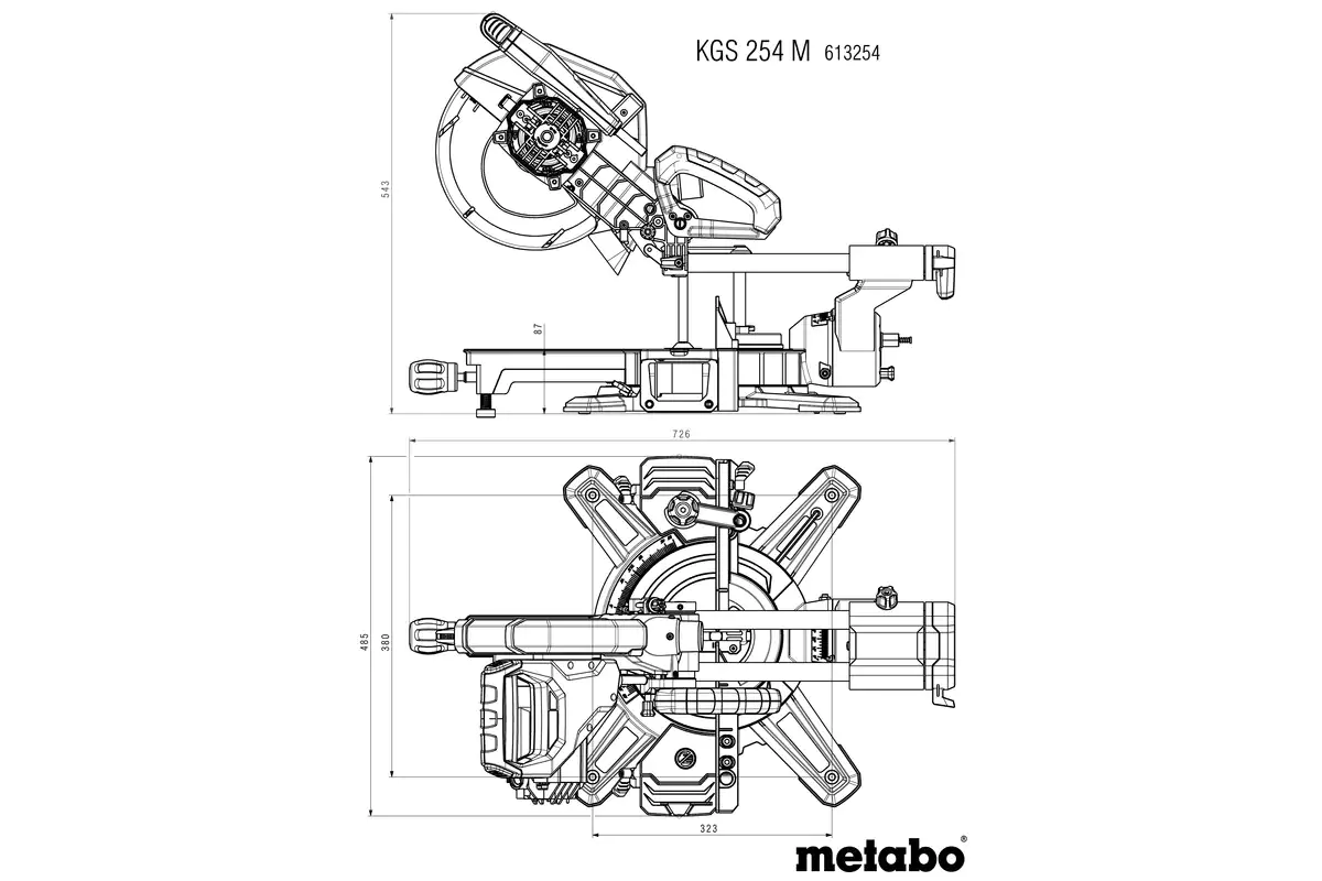 Metabo Kappzugsäge KGS 254 M inkl. 2 x Hartmetall-Sägeblatt