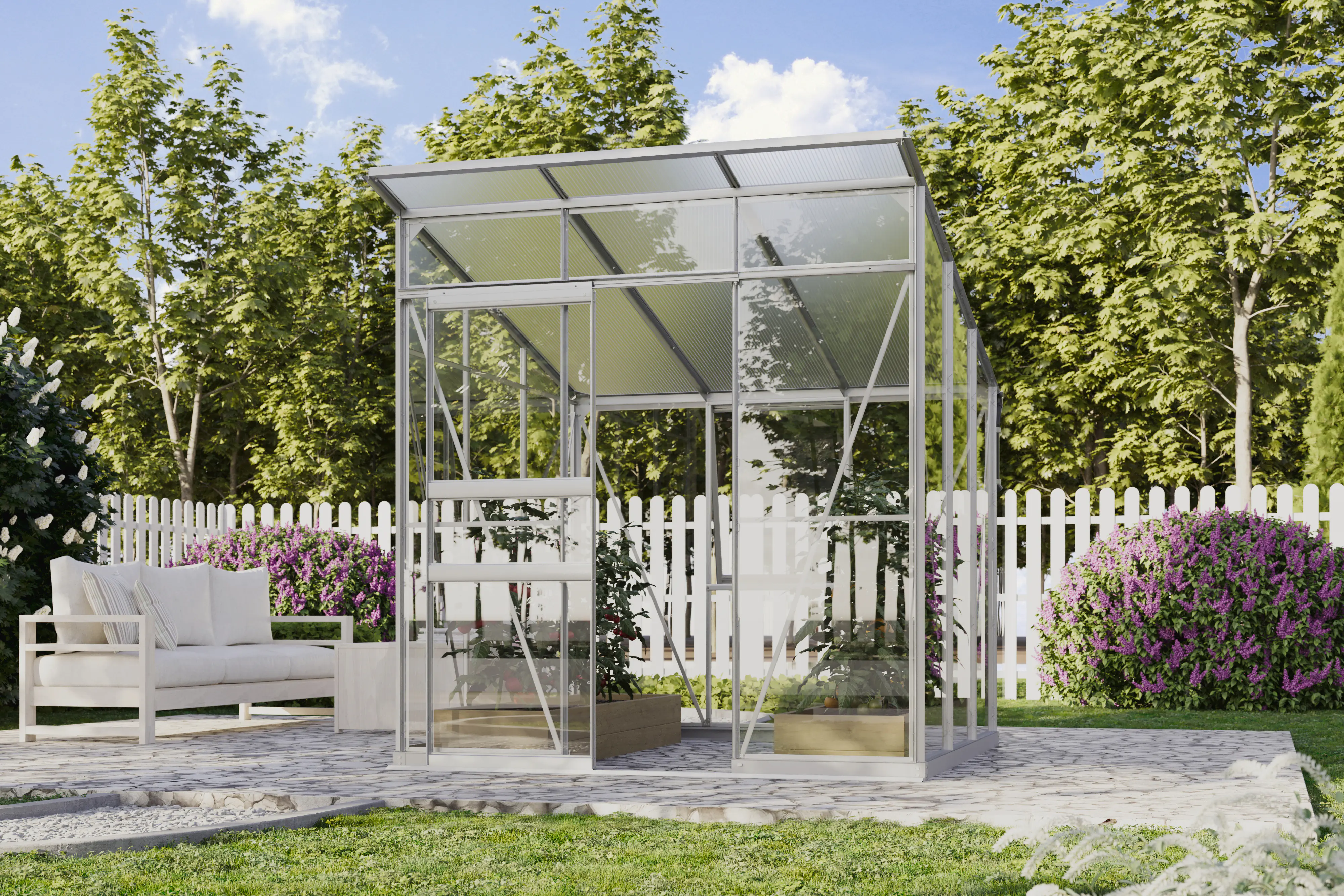 Vitavia Gewächshaus-Set Fokus 4450 ESG/HKP alu 192 x 192 cm 