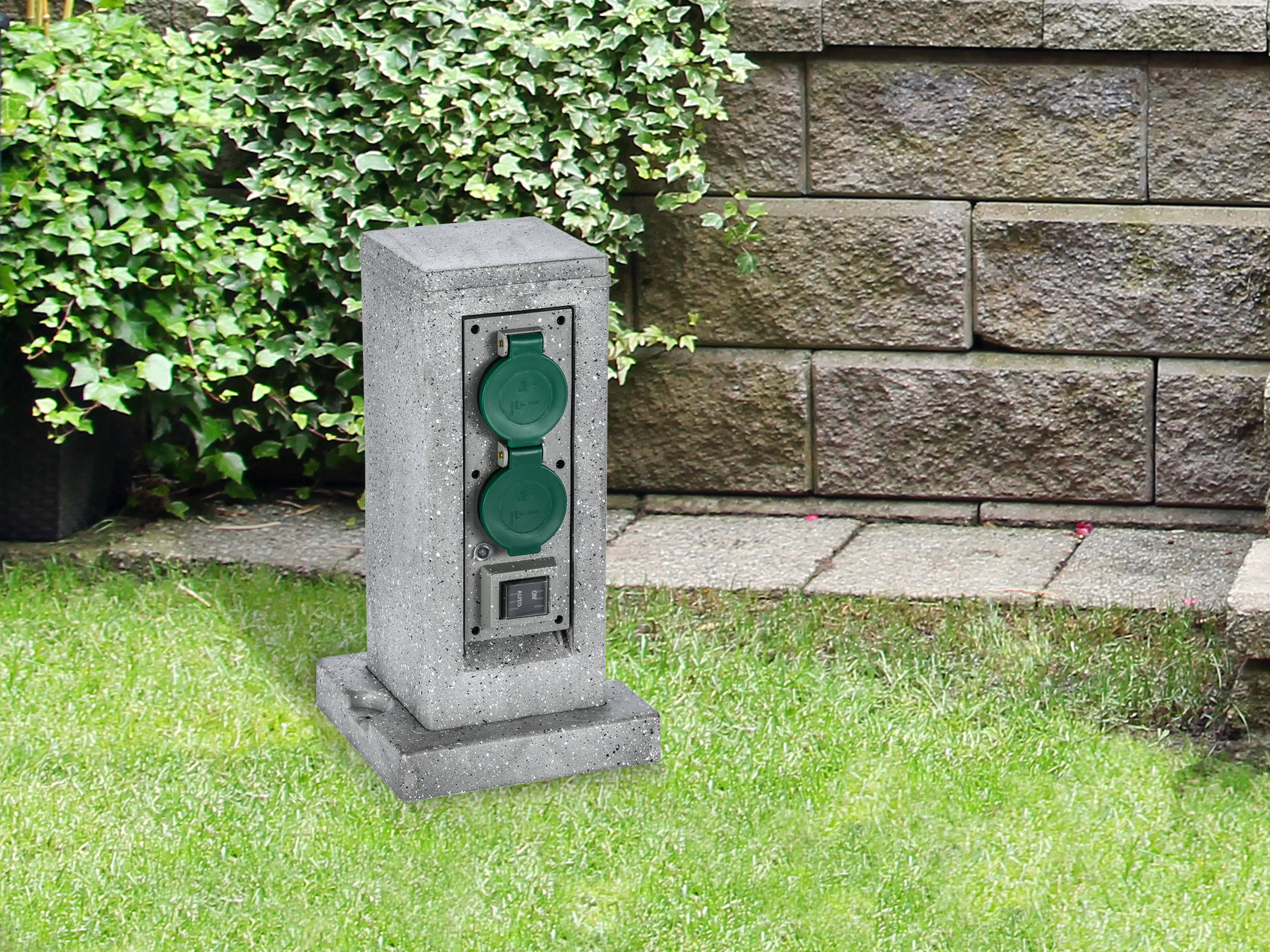 Trendline Steckdosenverteiler 4-fach 29,5 cm steinoptik mit Dämmerungssensor