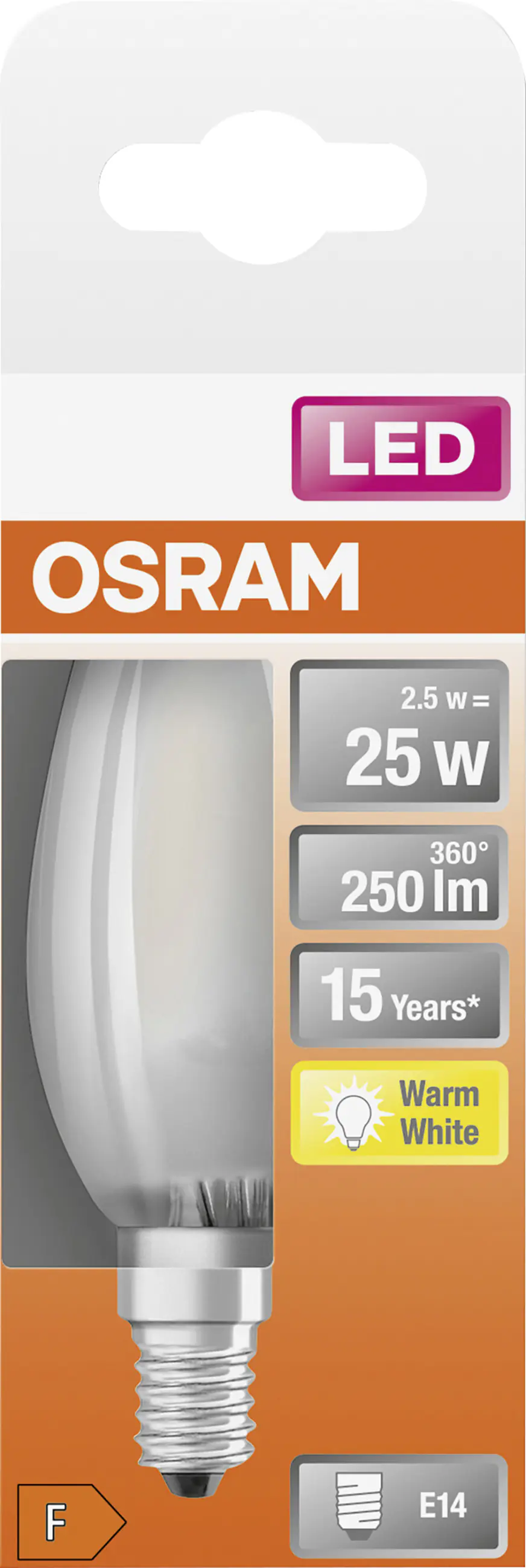 Osram LED Leuchtmittel Retrofit CLB 25 E14 2,5W warmweiß, weiß matt