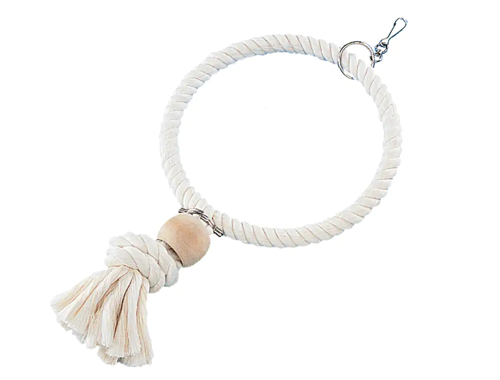 Nobby Vogelspielzeug Baumwollring mit Holzklotz 36 cm weiß Nobby Vogelspielzeug Baumwollring mit Holzklotz 36 cm weiß