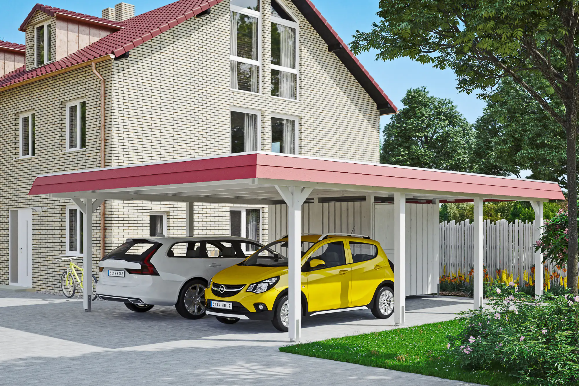 SKAN HOLZ Carport Wendland mit Abstellraum 630 x 879 cm mit EPDM-Dach