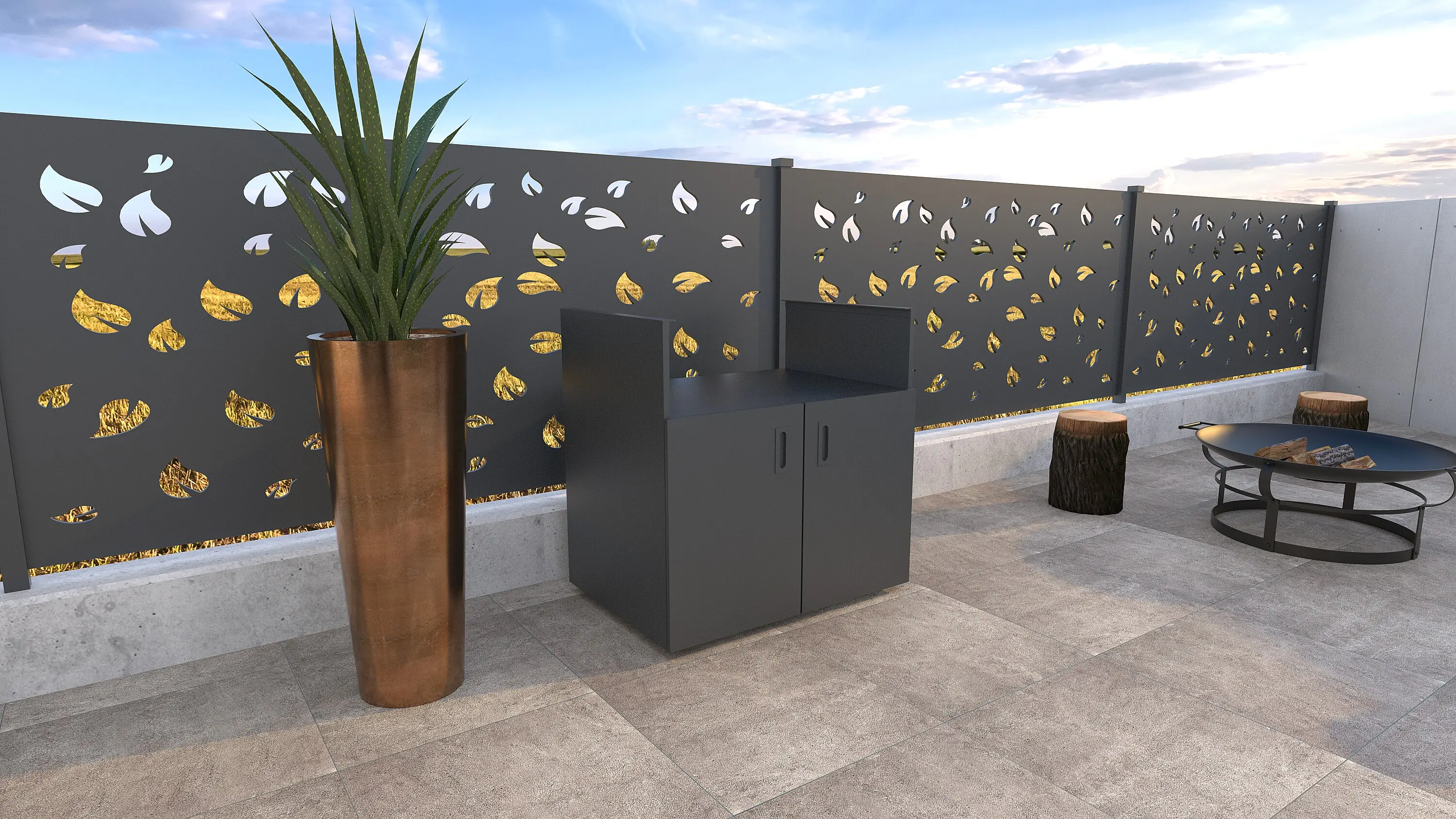 Bellano Living Element für Outdoorküchen inkl. Grillelement und 2 Türen anthrazit