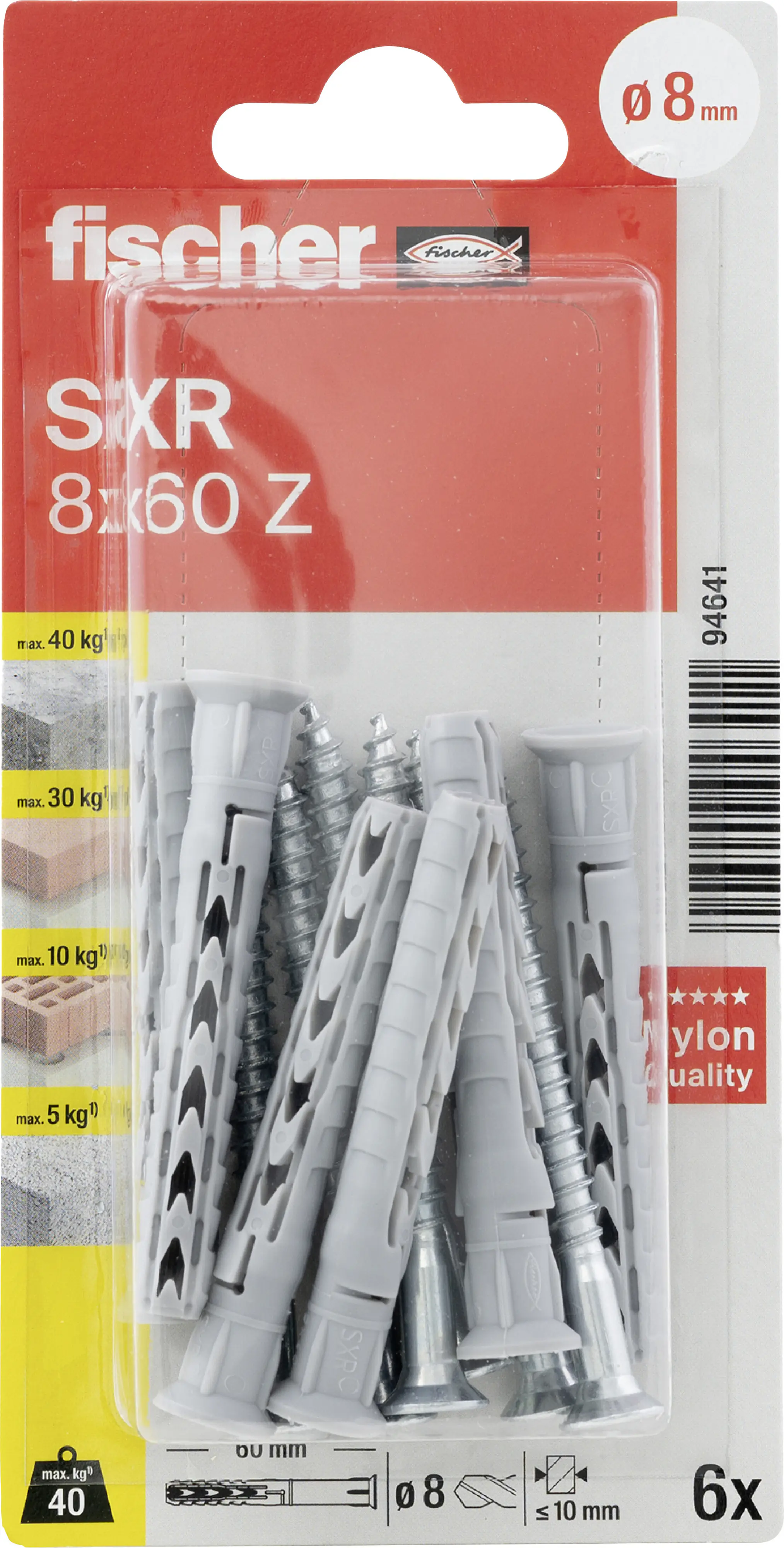 Fischer Langschaftdübel SXR PZ 8 x 60 mm - 6 Stück