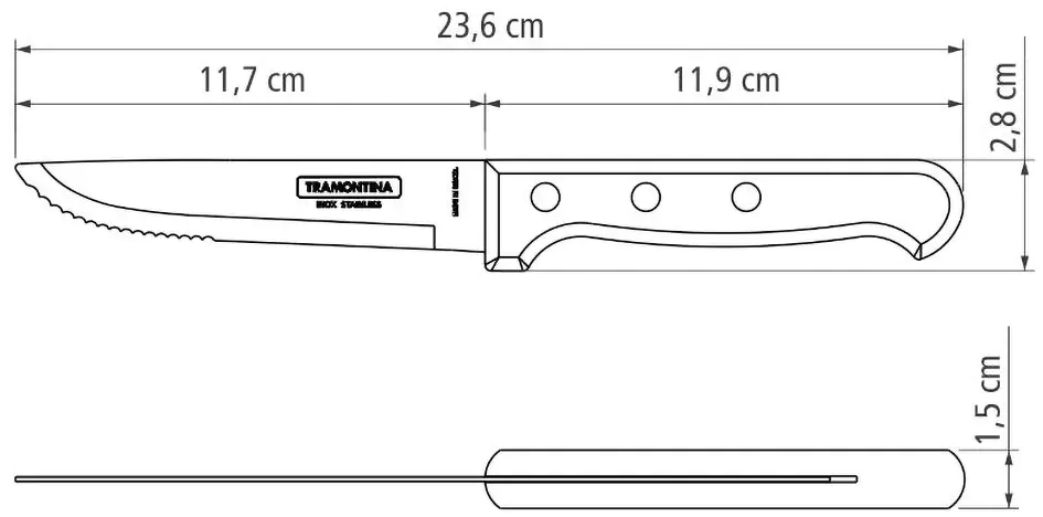 Tramontina Gaucho Steakmesser 24 cm Edelstahl mit Holzgriff