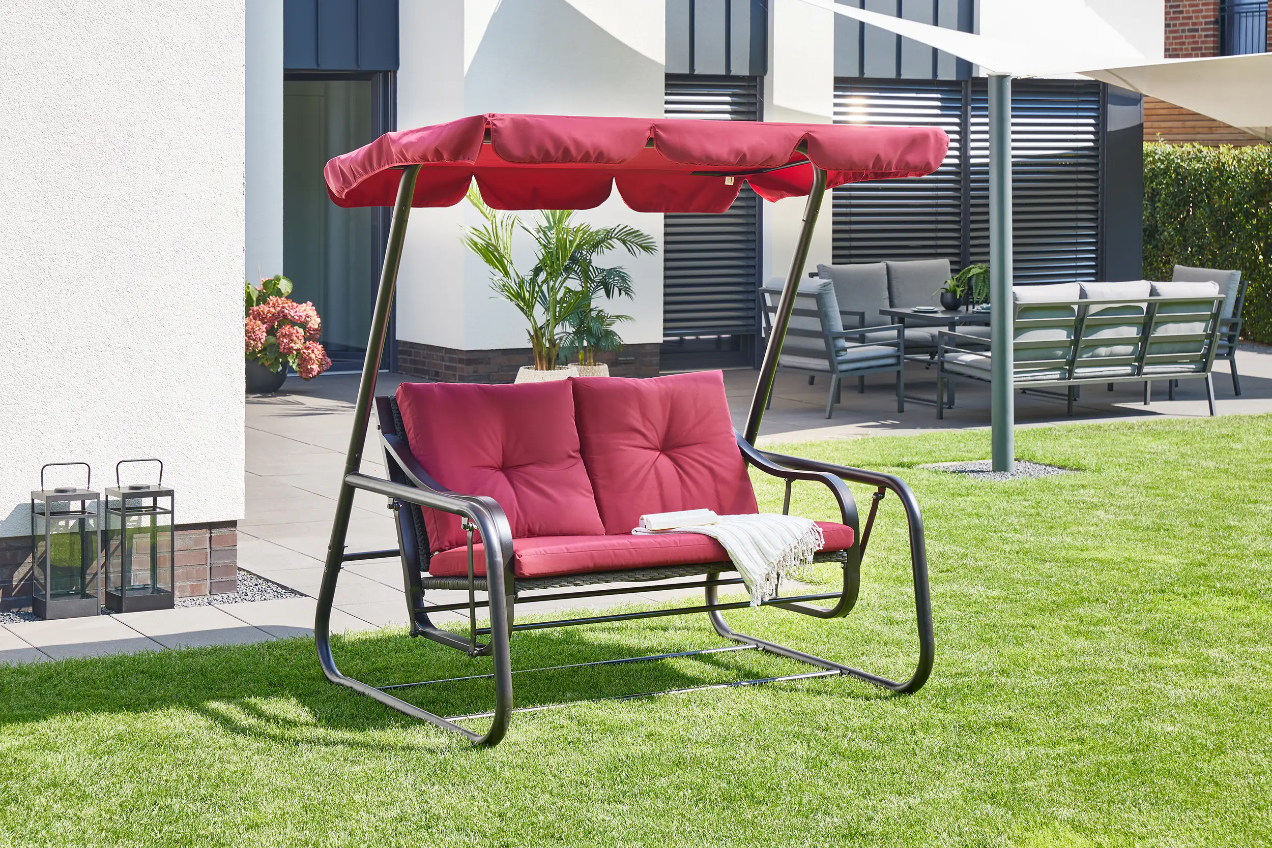 Primaster Hollywoodschaukel Torino rot 2-Sitzer, inkl. Auflagen