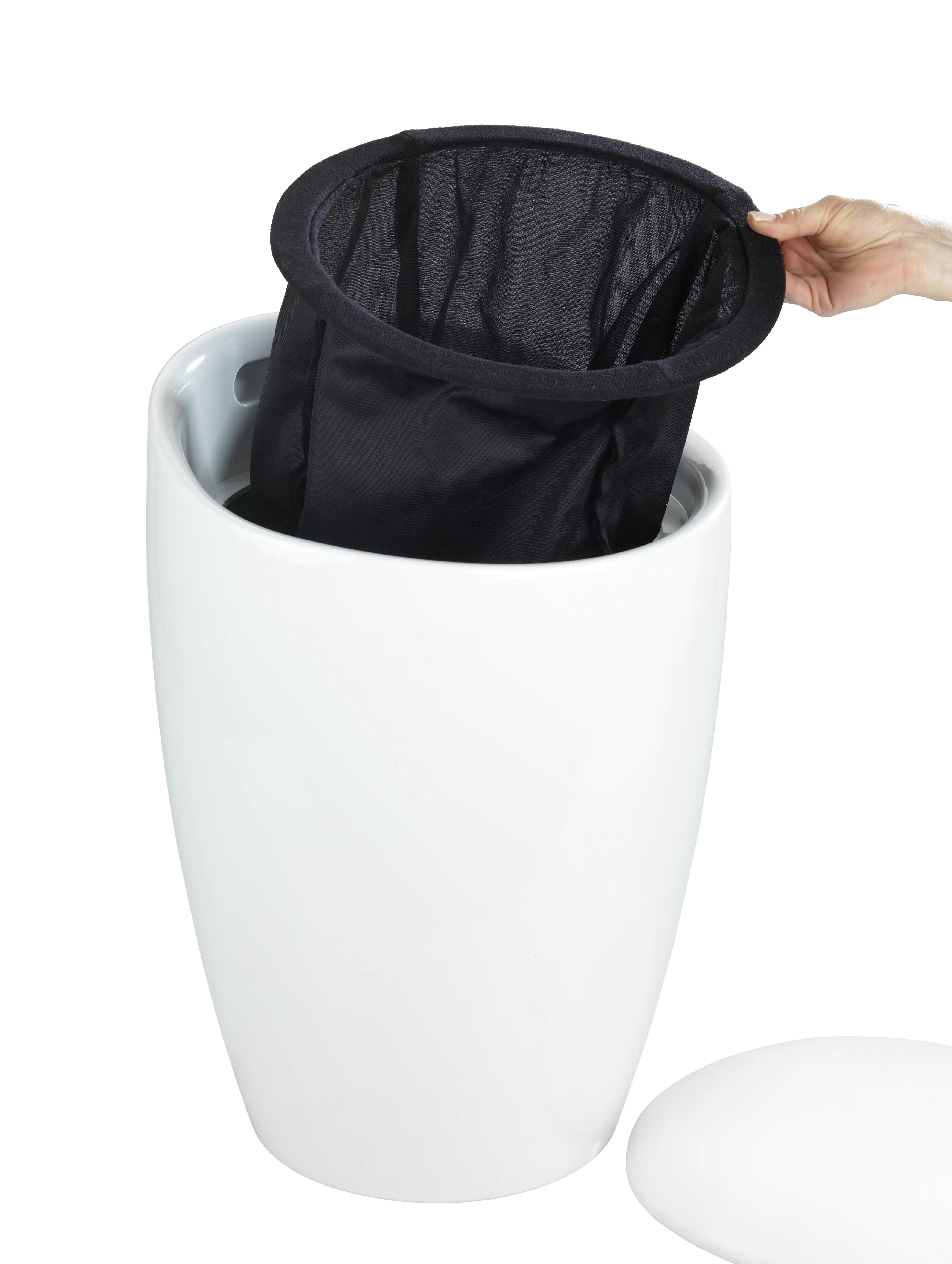 4008838206317_1 Wenko Wäschesammler Candy mit Badhocker 20 l weiß