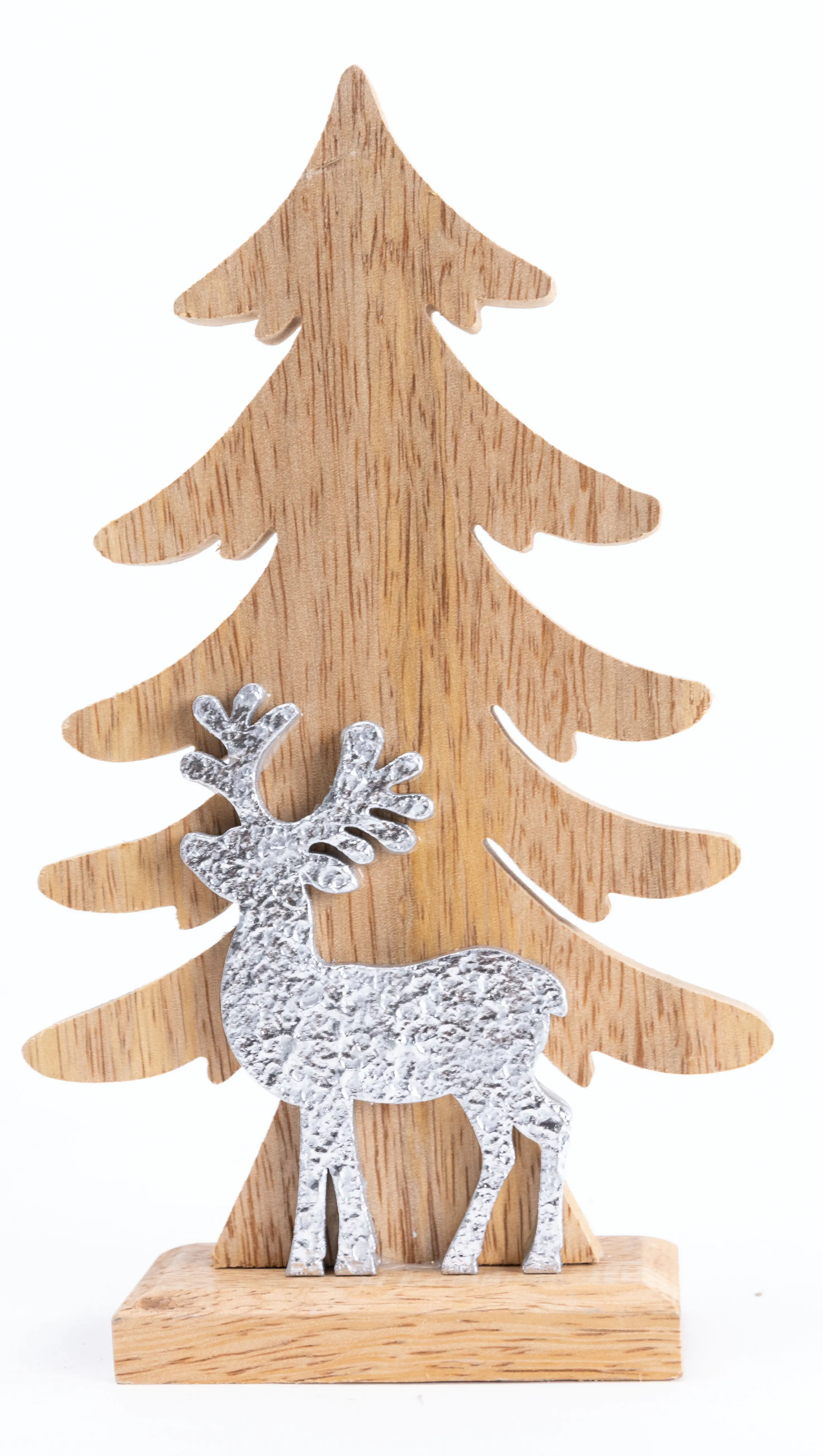 4333692392969 TrendLine Dekofigur Holz Tannenbaum 19 x 11 cm natur-weiß