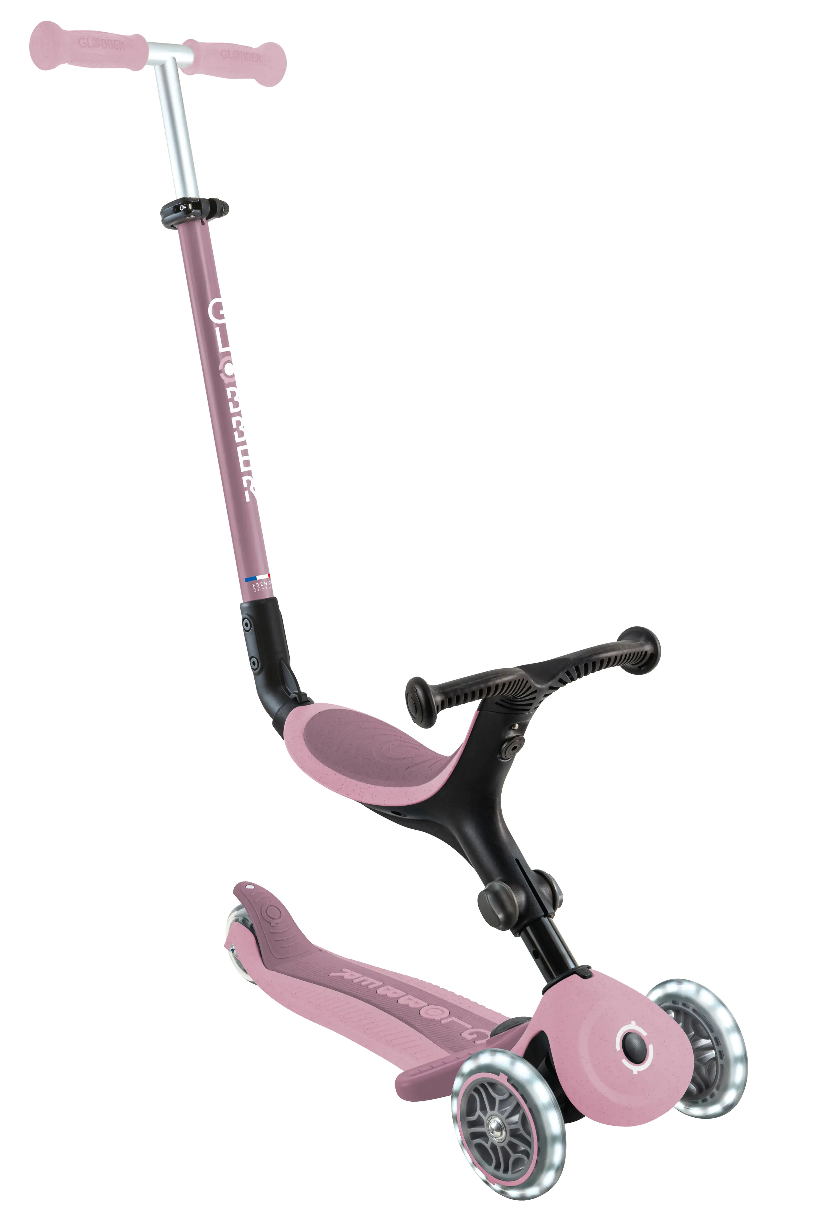 Globber 3-in-1 Fahrzeug Go-Up Active Lights Eco beere mit Leuchtrollen