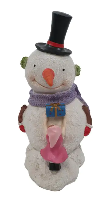 Dekofigur Schneemann mit lila Schal 62,5 x 36,5 x 34 cm