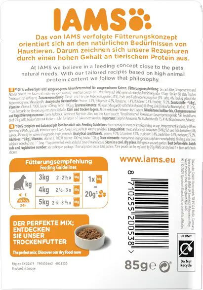 Iams Advanced Nutrition Katzennassfutter Adult 85 g Lachs & Forelle 